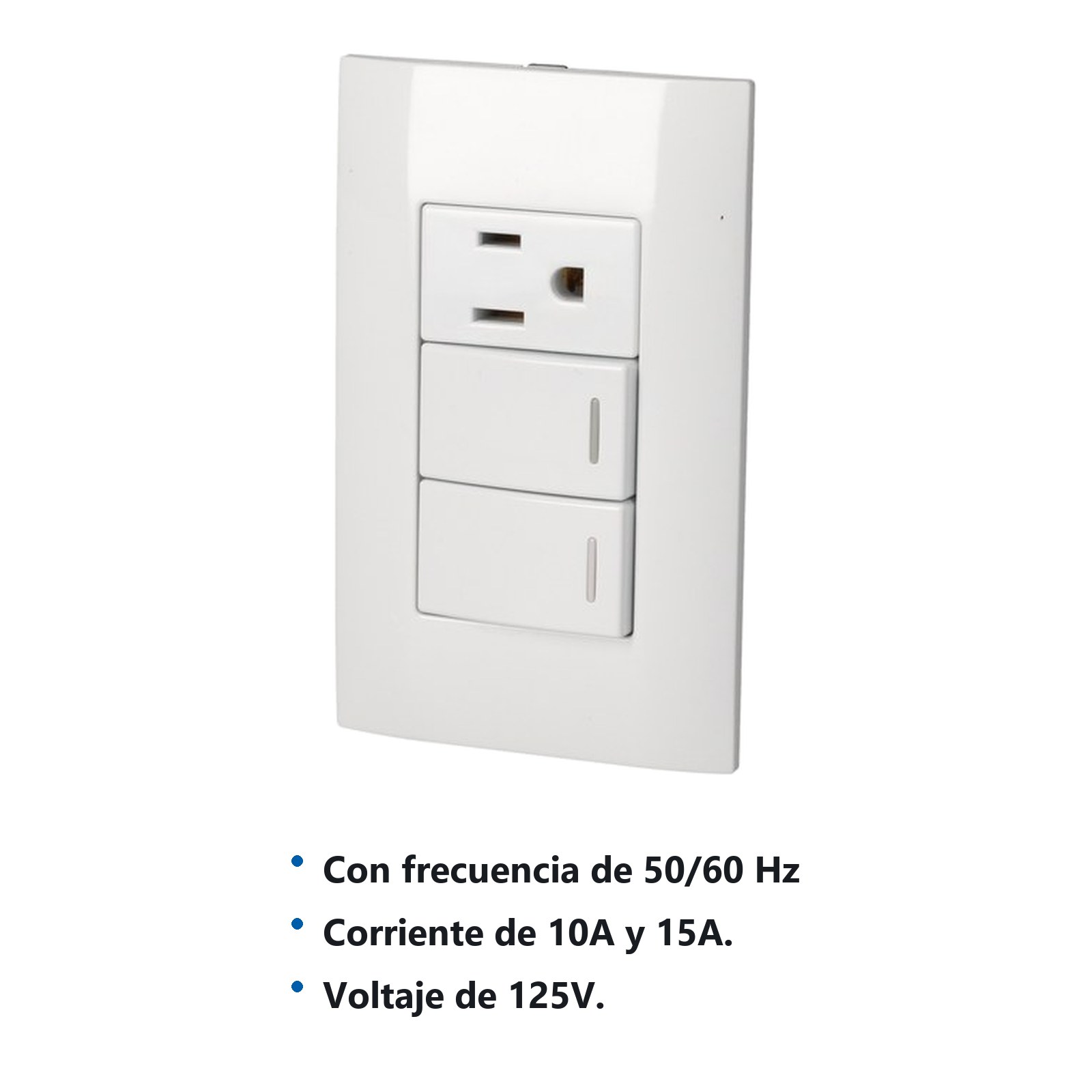 Placa 2 Switch 1 contacto 1/3, línea Americana, color blanco Surtek - Imagen 2