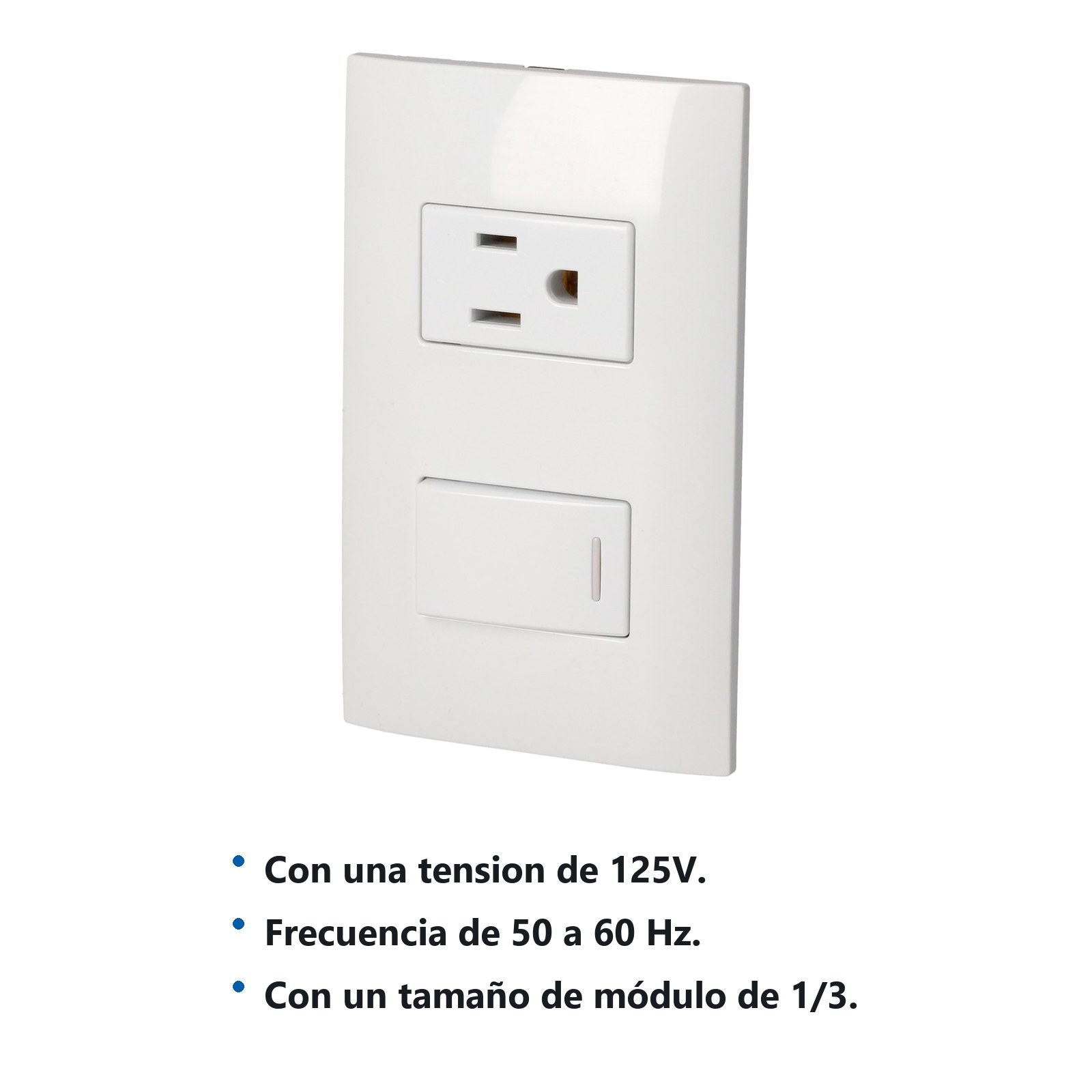 Placa 1 Switch 1 contacto 1/3, línea Americana, color blanco Surtek - Imagen 2