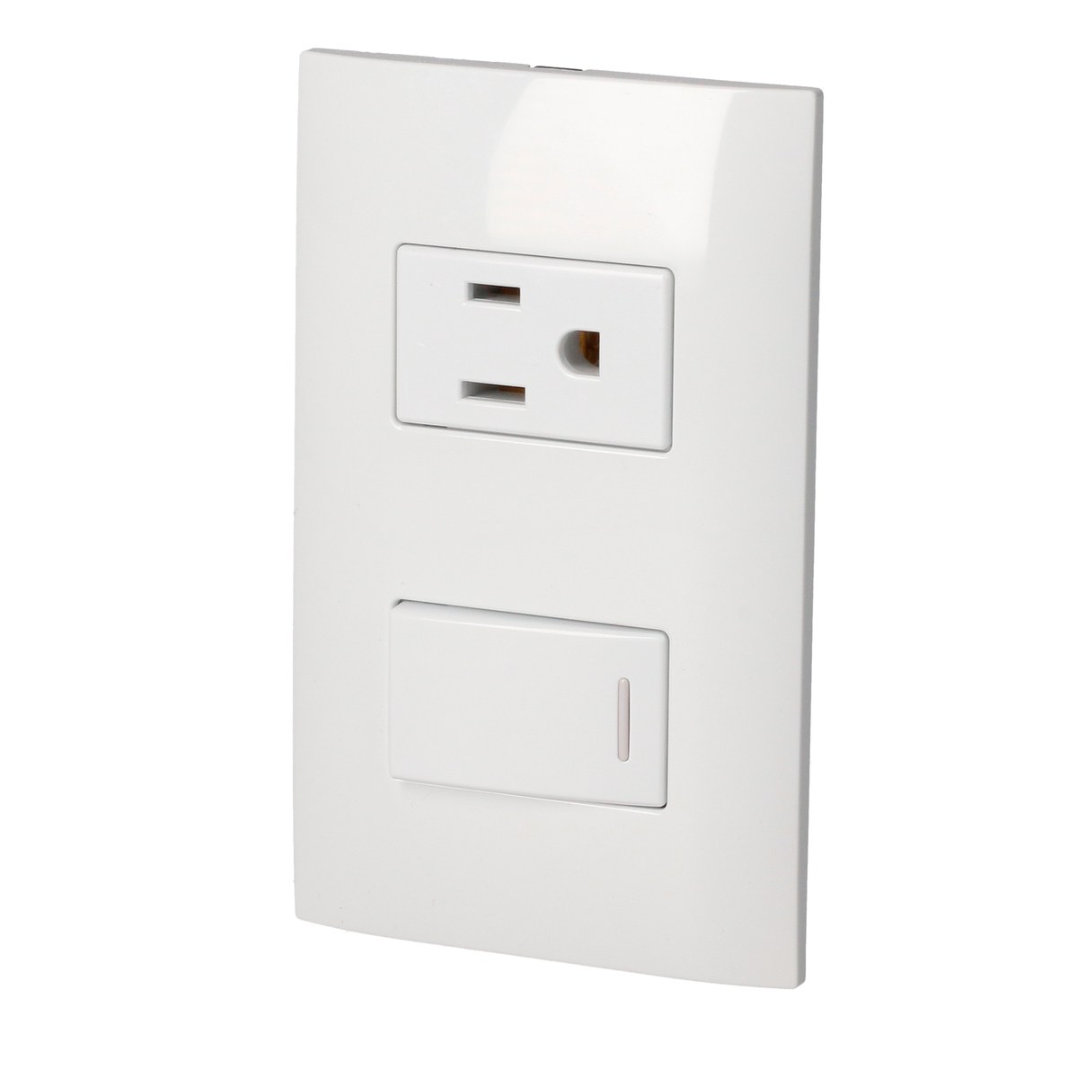Placa 1 Switch 1 contacto 1/3, línea Americana, color plata Surtek