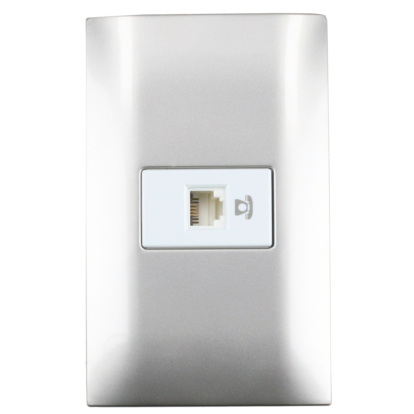 Placa 1 toma para teléfono 1/3, línea Americana, color plata Surtek - Imagen 4