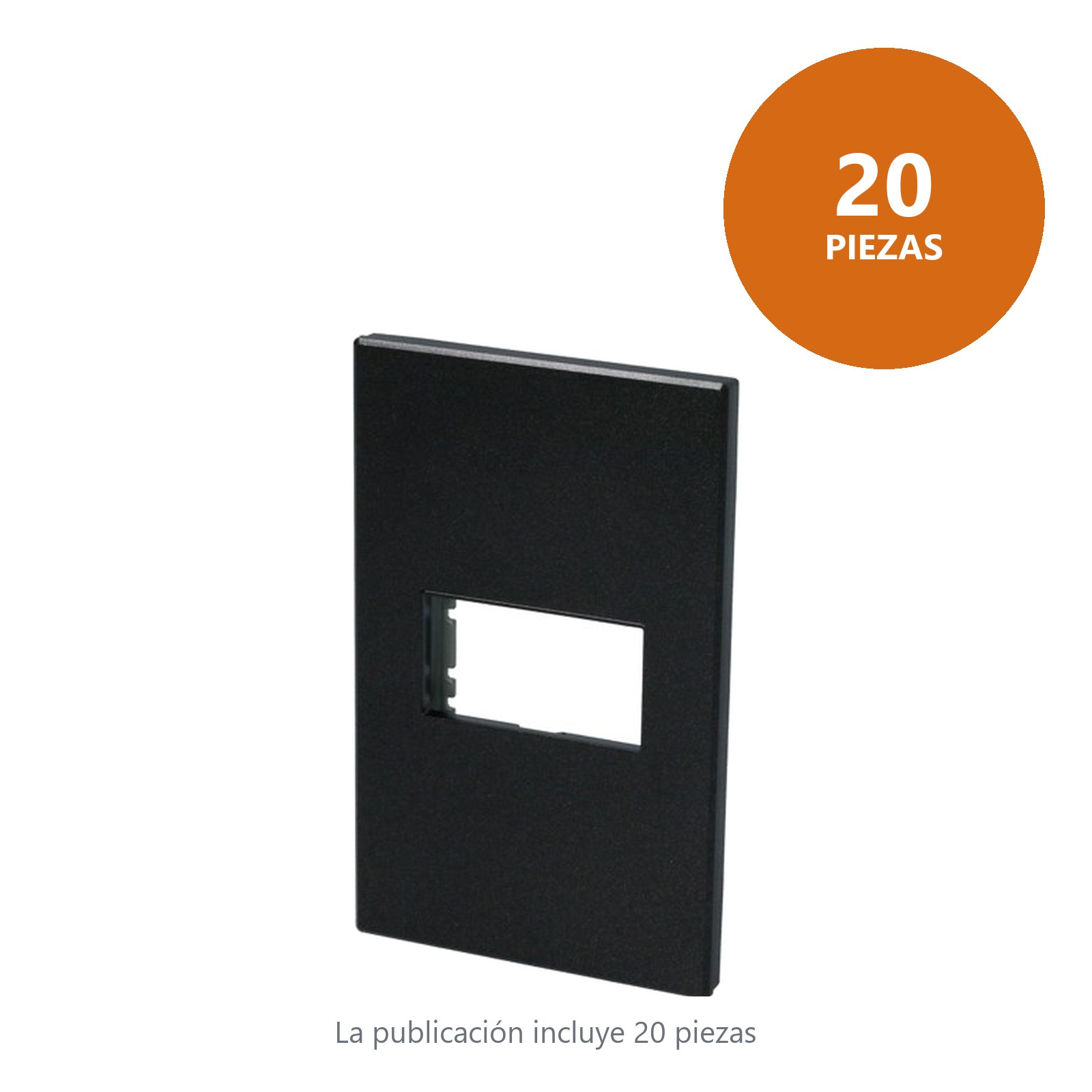 Placa 1 módulo 1/3, línea Premium, color negro Surtek - Imagen 2