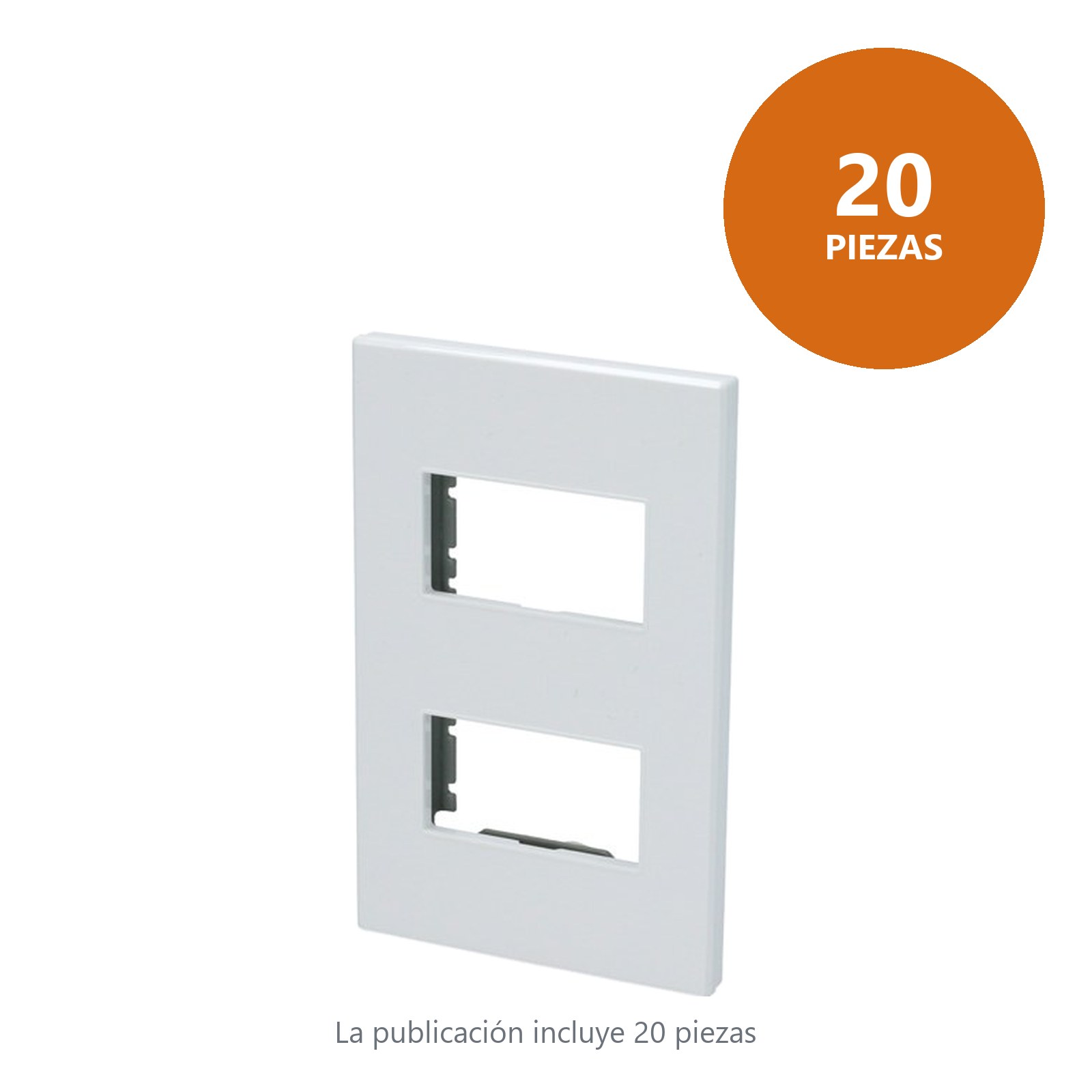 Placa 2 módulos 1/3, línea Premium, color blanco Surtek - Imagen 2