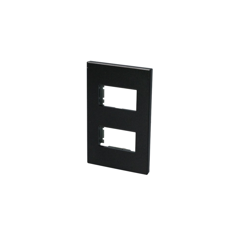 Placa 2 módulos 1/3, línea Premium, color negro Surtek