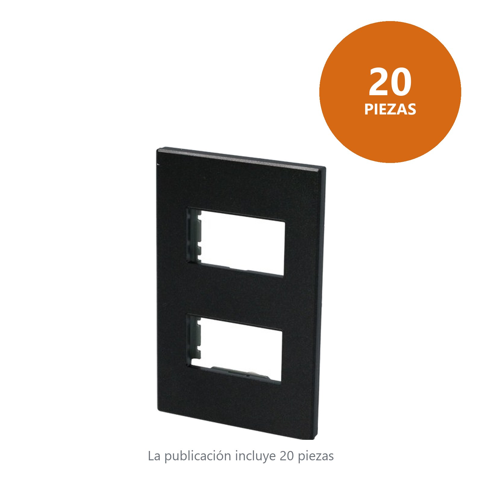 Placa 2 módulos 1/3, línea Premium, color negro Surtek - Imagen 2