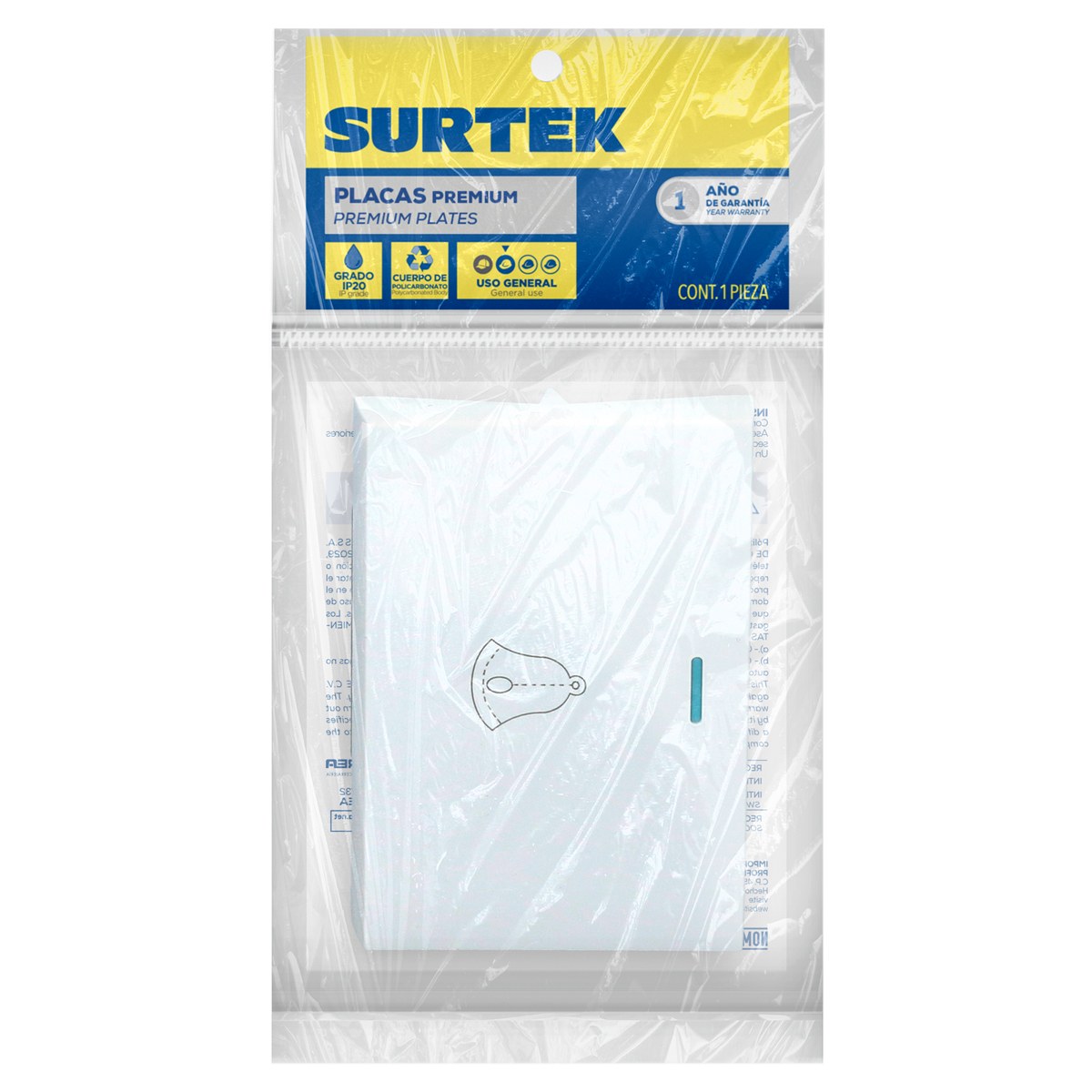 Interruptor para timbre 1/1, línea Premium, color blanco Surtek - Imagen 2