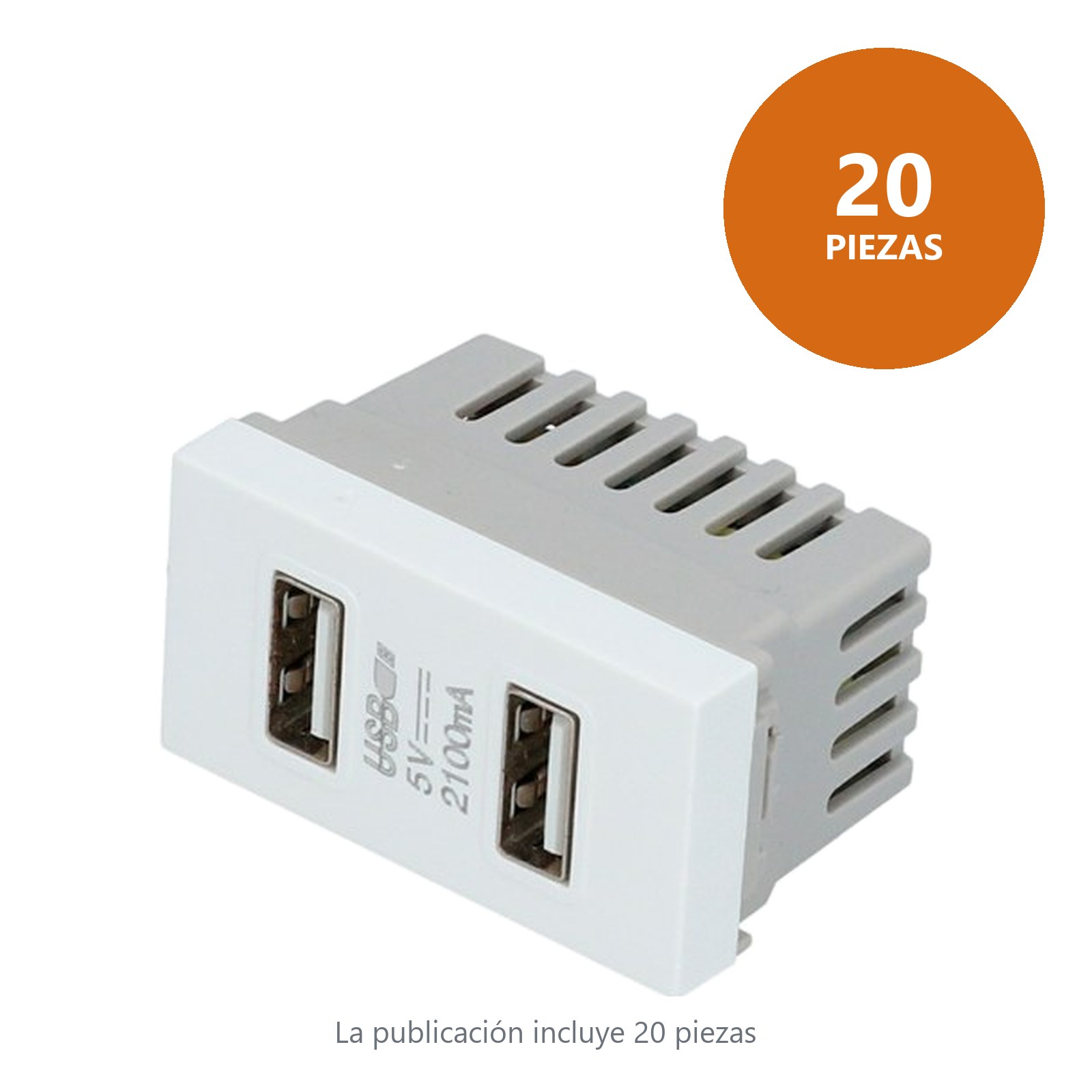 Módulo USB doble 1/3, línea Premium, color blanco Surtek - Imagen 2