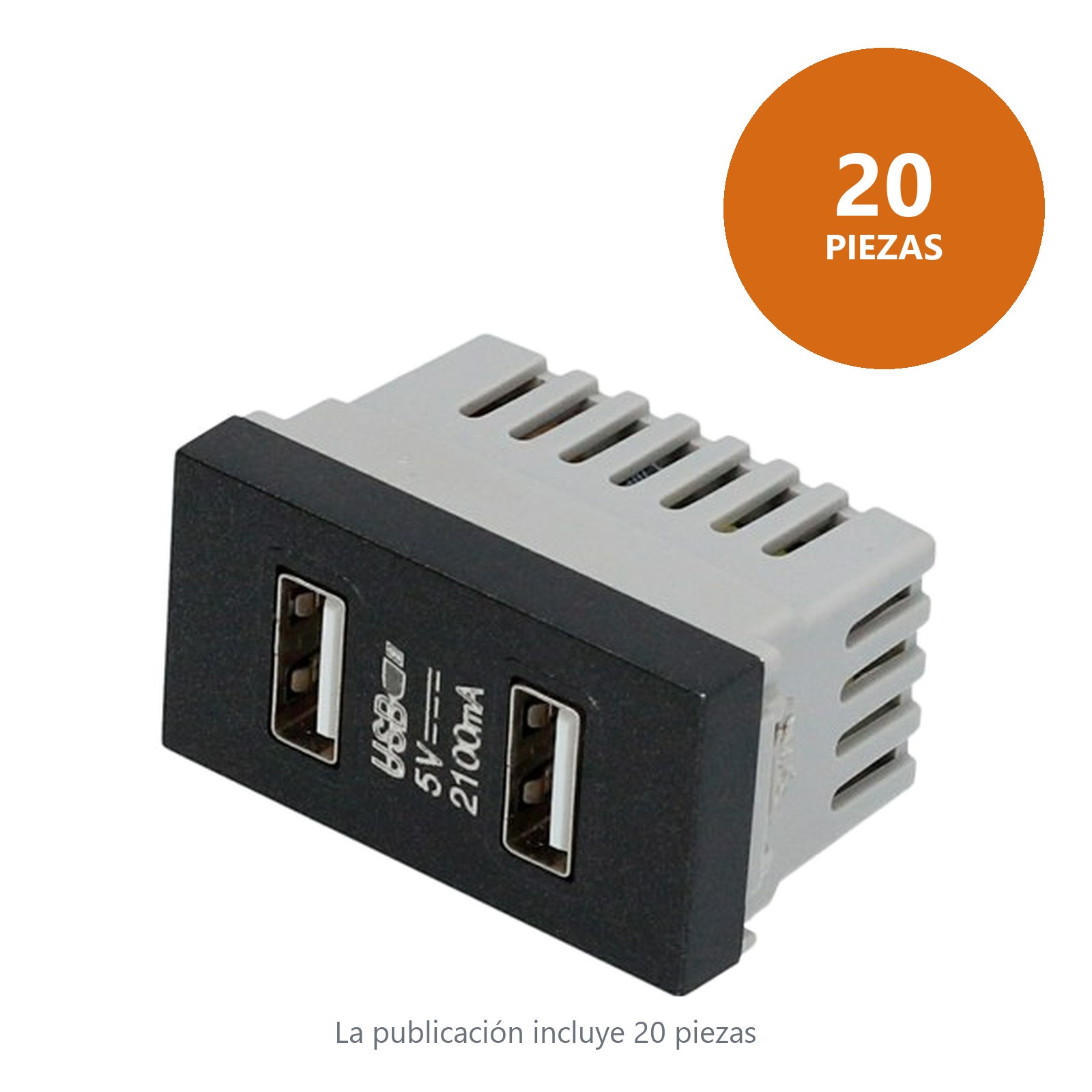 Módulo USB doble 1/3, línea Premium, color negro Surtek - Imagen 2