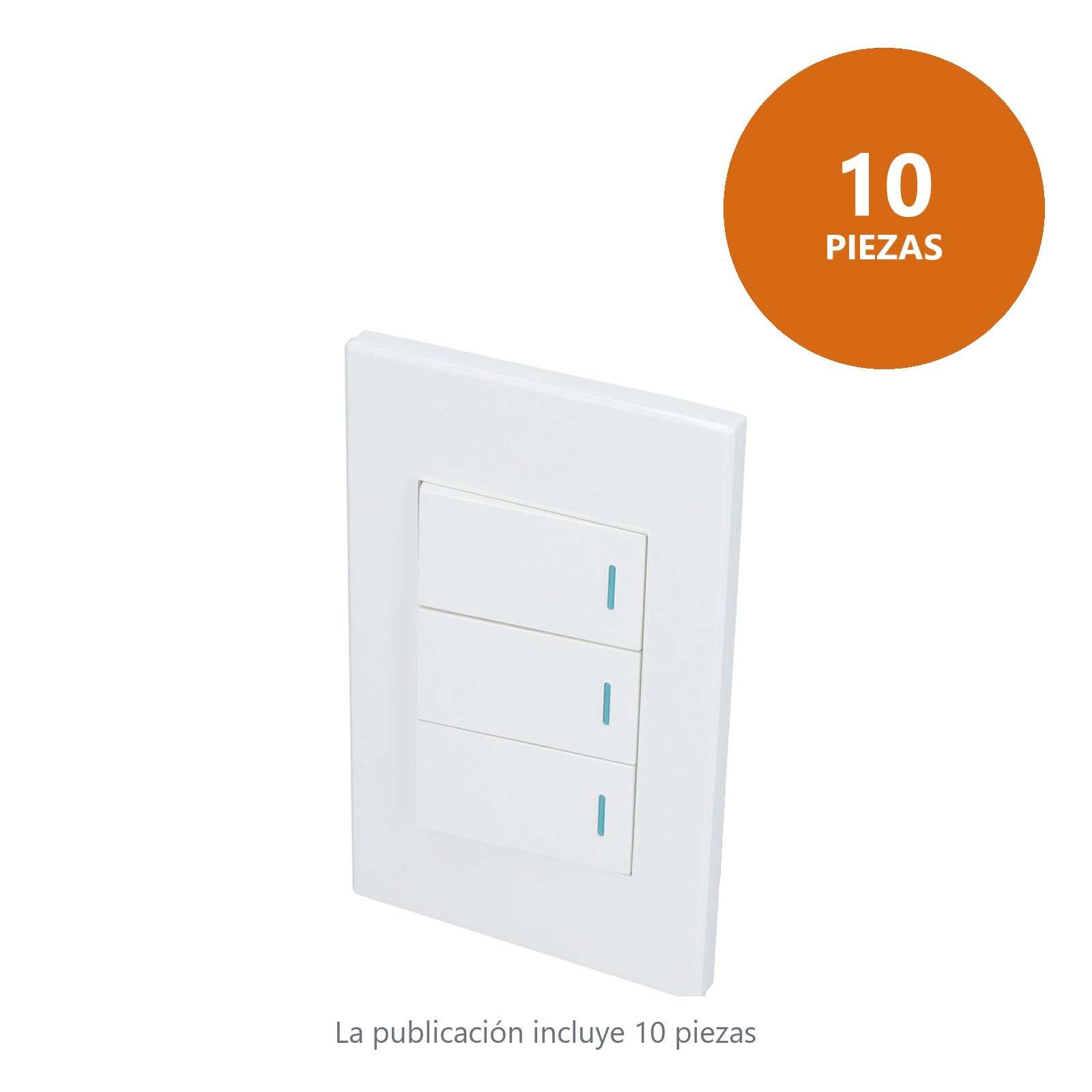 Placa 3 Interruptor 1/3, línea Premium, color blanco Surtek - Imagen 2