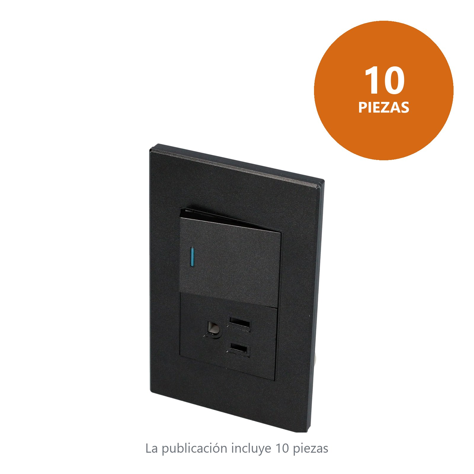Placa 1 Interruptor 1 contacto 1/2, línea Premium, color negro Surtek - Imagen 2