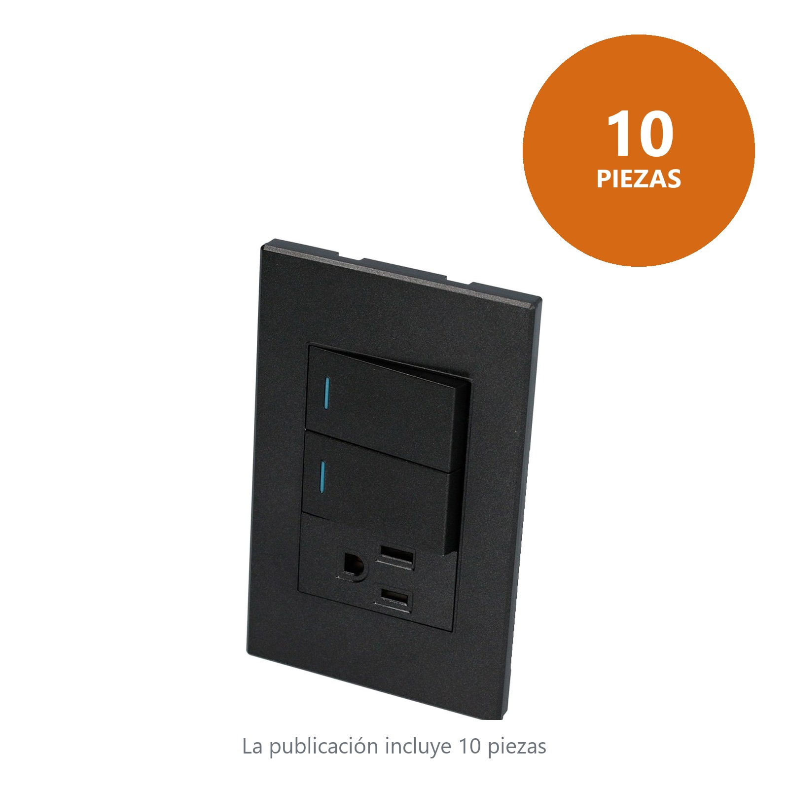 Placa 2 Interruptor 1 contacto 1/3, línea Premium, color negro Surtek - Imagen 2