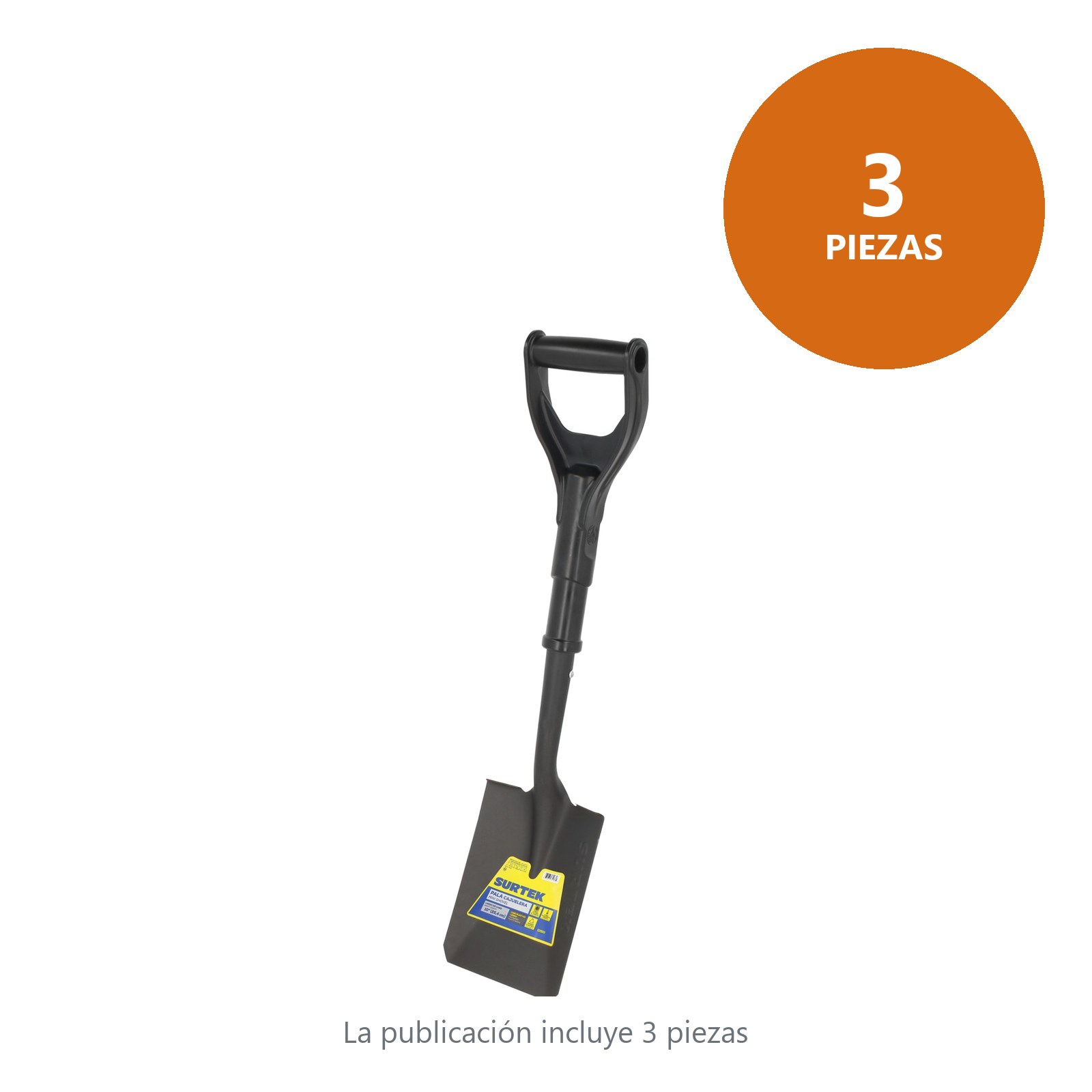 Pala cajuelera con mango de plástico con puño plástico "D", cuadrada Surtek - Imagen 2