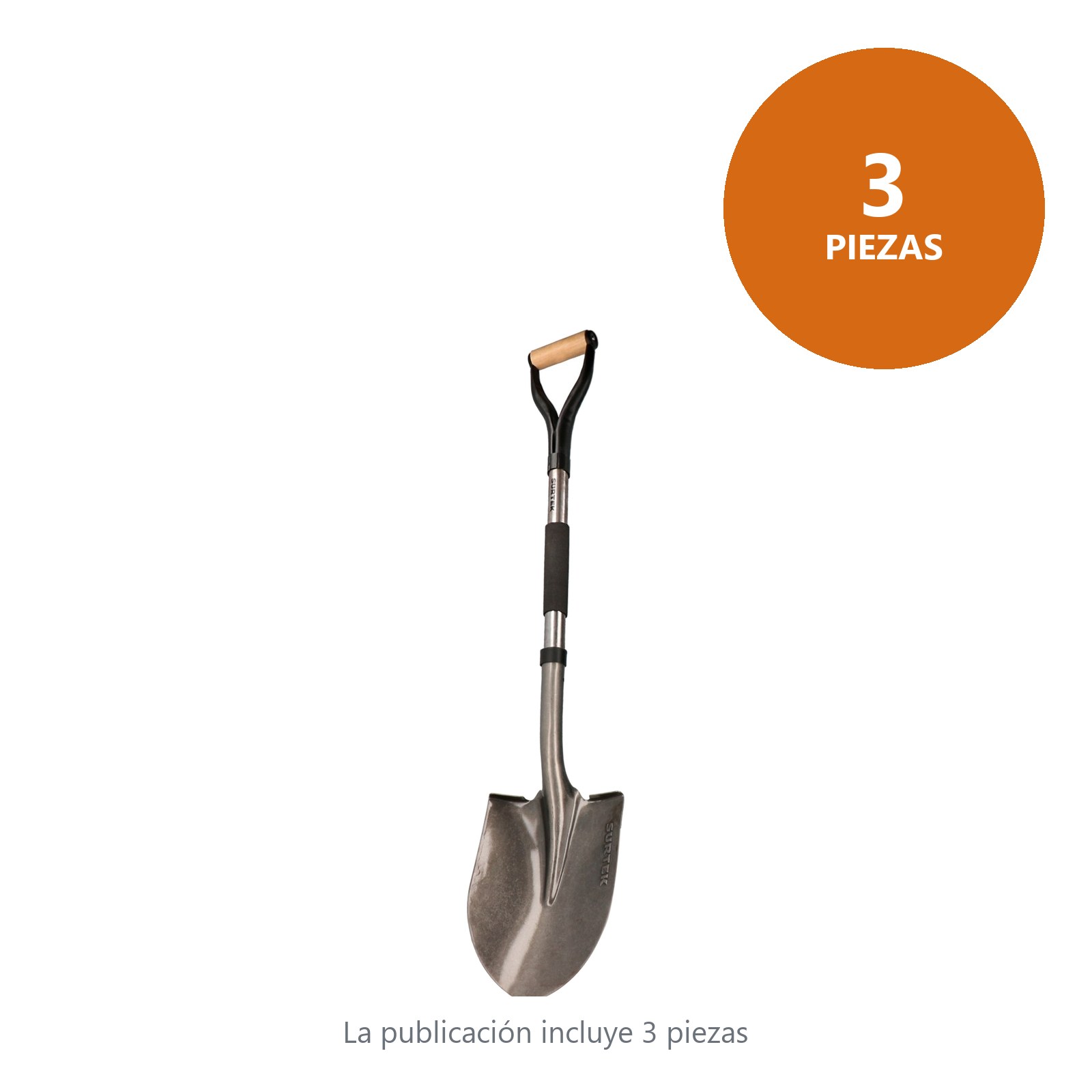 Pala con mango de madera con puño contractor grip, redonda Surtek - Imagen 2