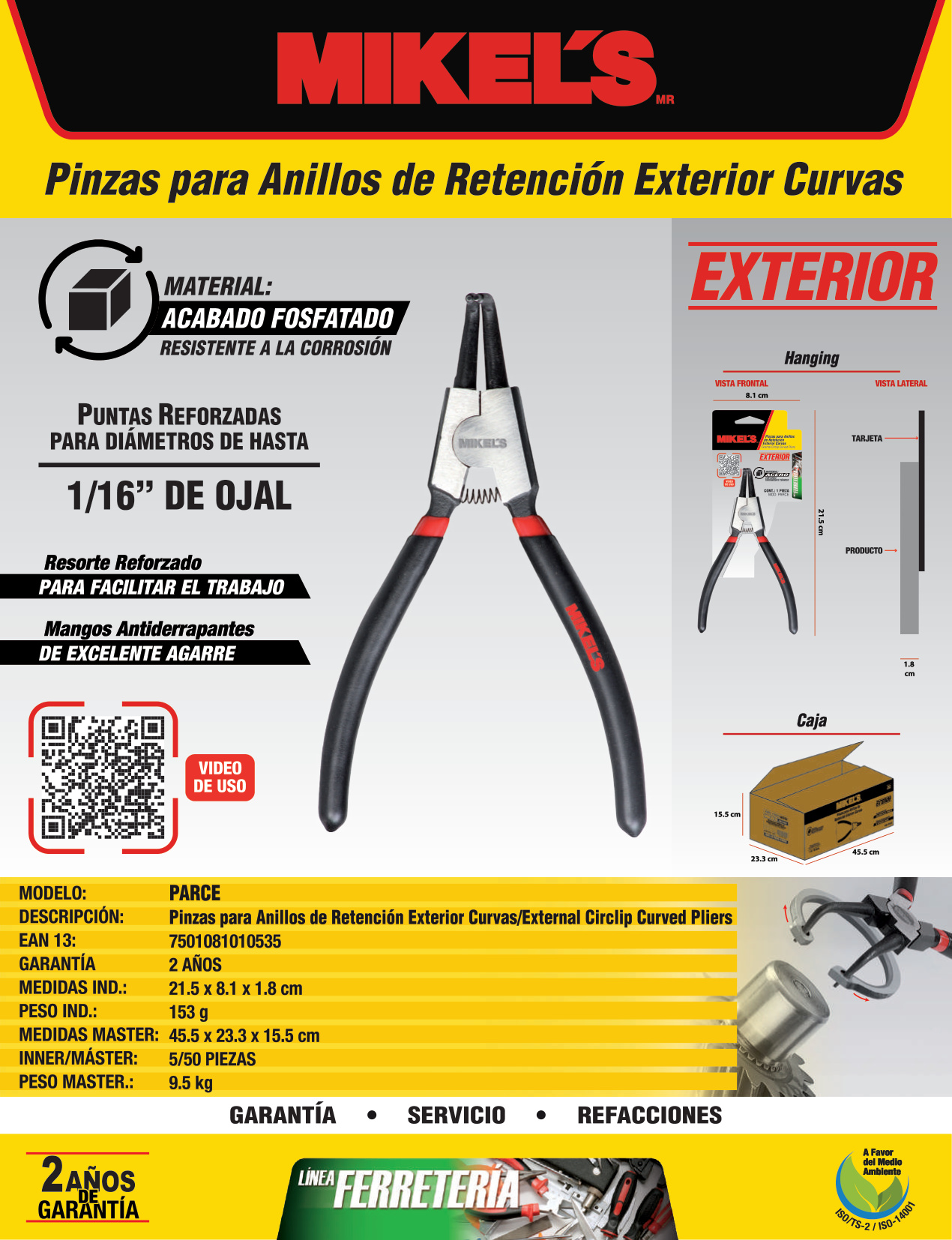 MIKELS PARCE Pinzas para anillos de retención, curvas exterior - Imagen 4