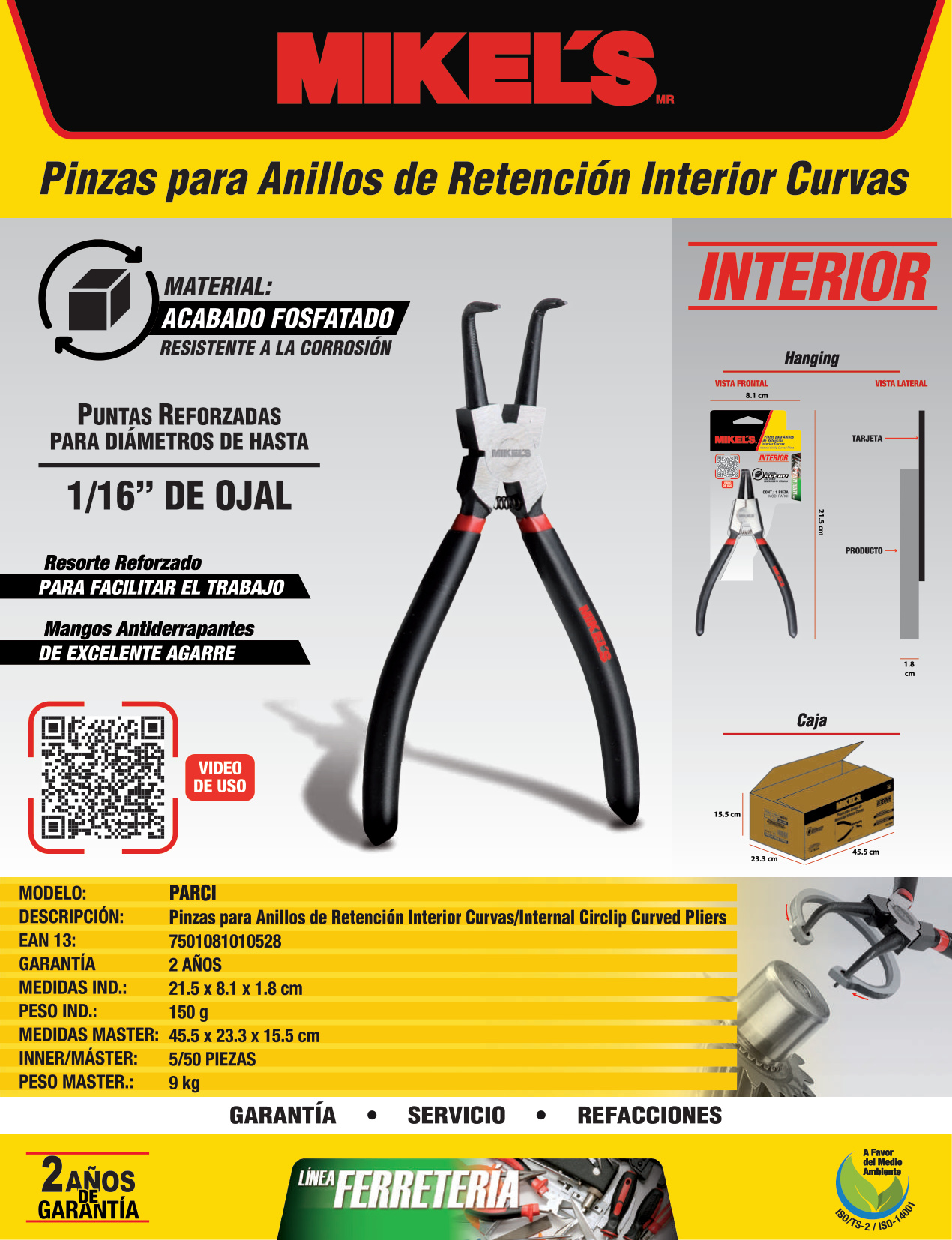 MIKELS PARCI Pinzas para anillos de retención, curvas interior - Imagen 4