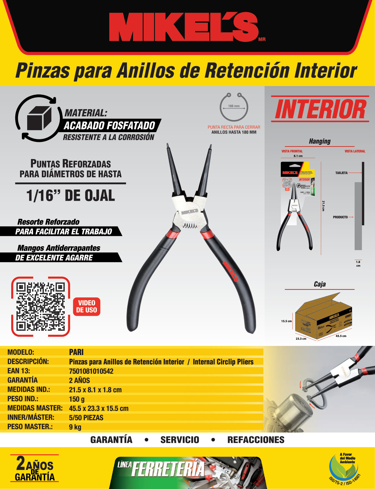 MIKELS PARI Pinzas para anillos de retención interior - Imagen 4