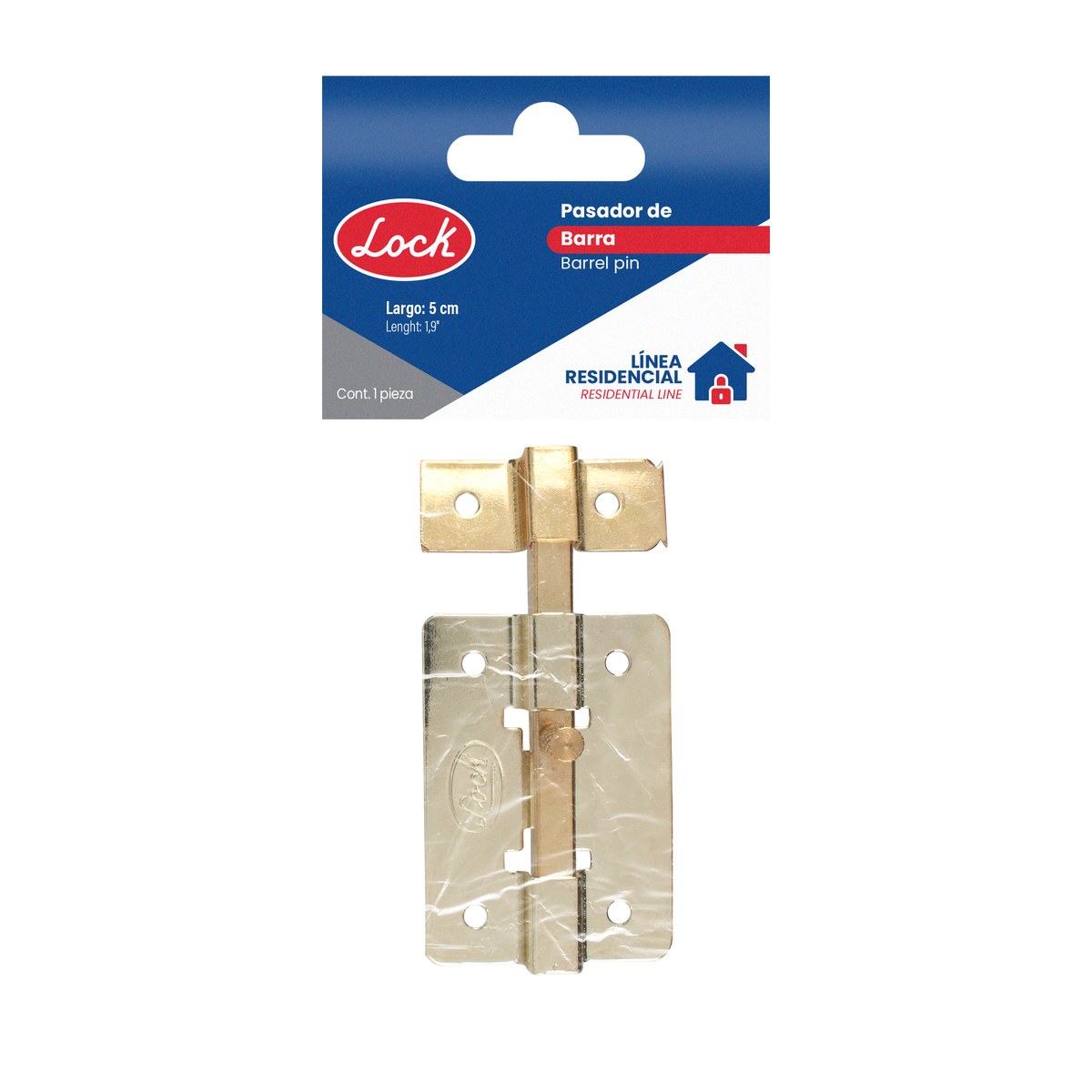 Pasador de sobreponer de barra cromo brillante 5 cm Lock - Imagen 2