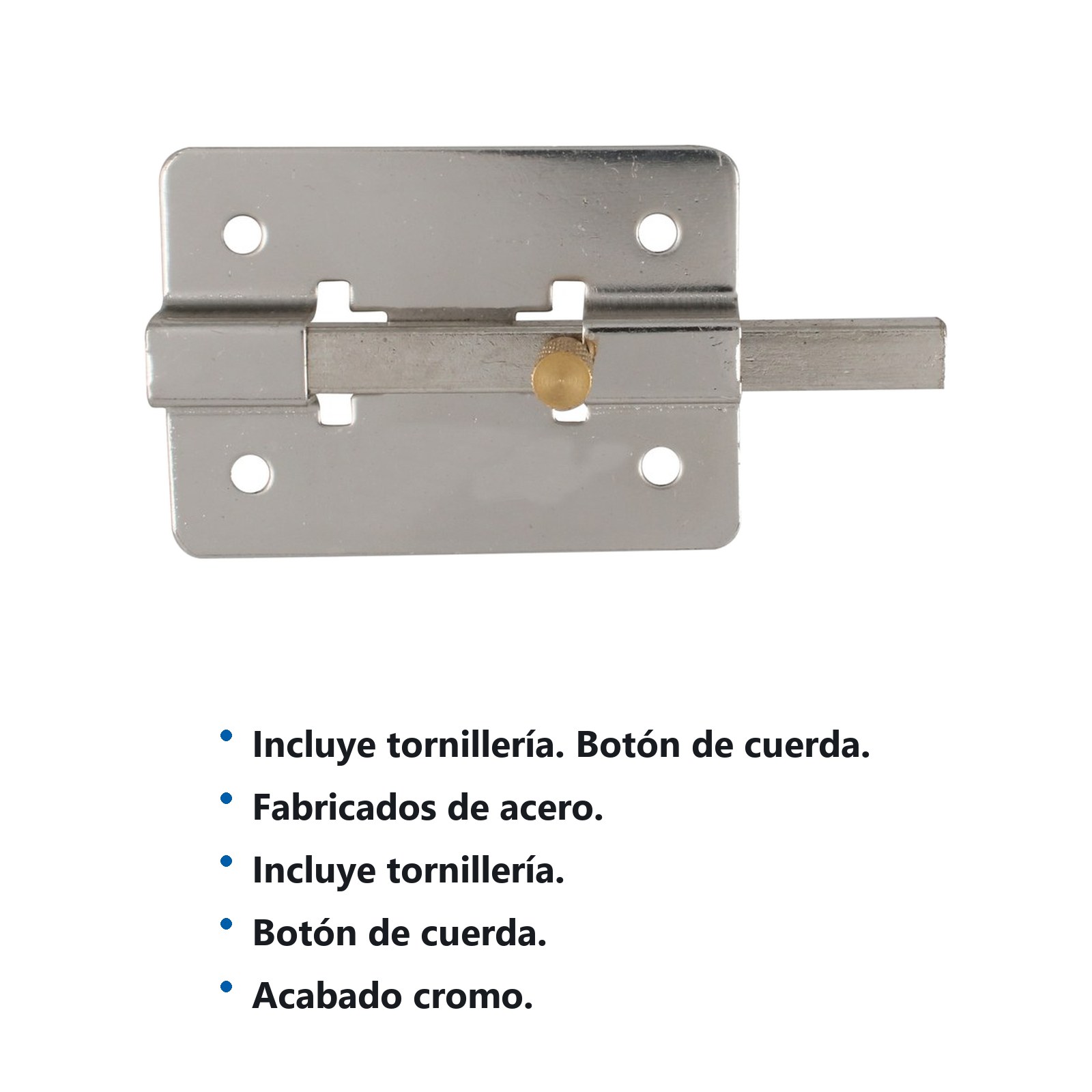 Pasador de sobreponer de barra cromo brillante 8 cm Lock - Imagen 2