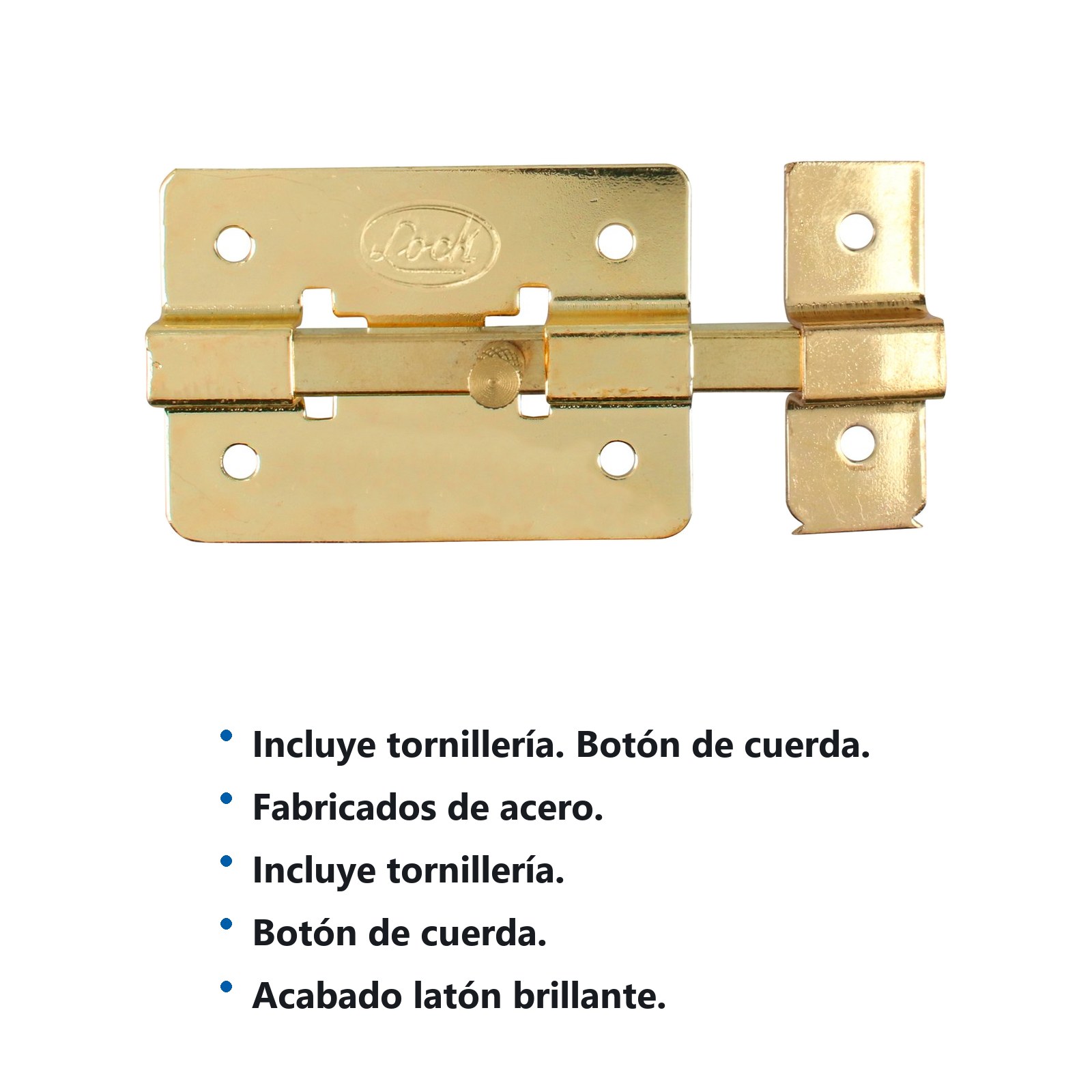 Pasador de sobreponer de barra latón brillante 5 cm Lock - Imagen 2