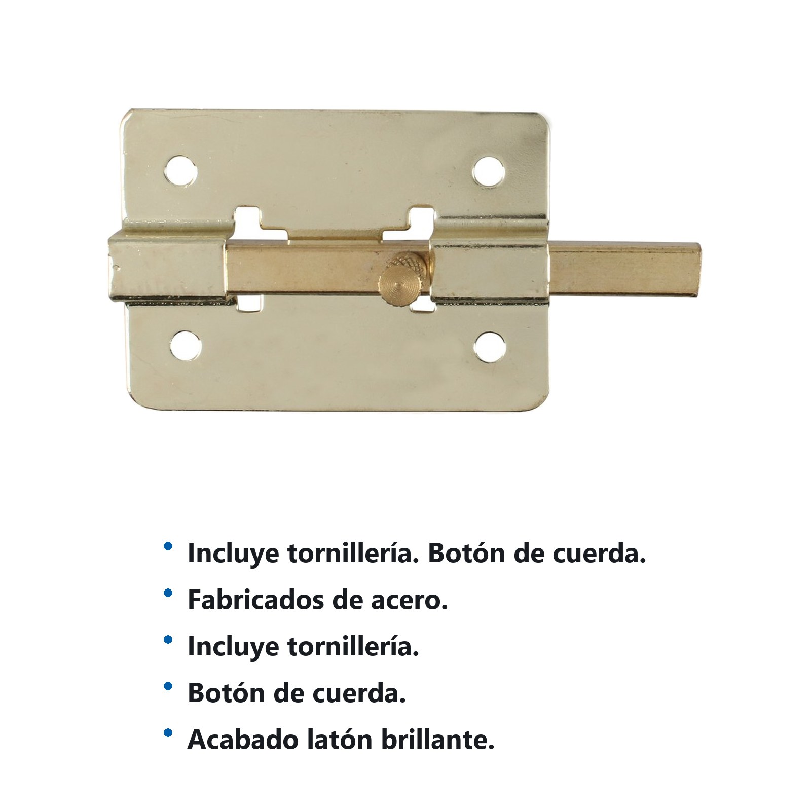 Pasador de sobreponer de barra latón brillante 8 cm Lock - Imagen 2