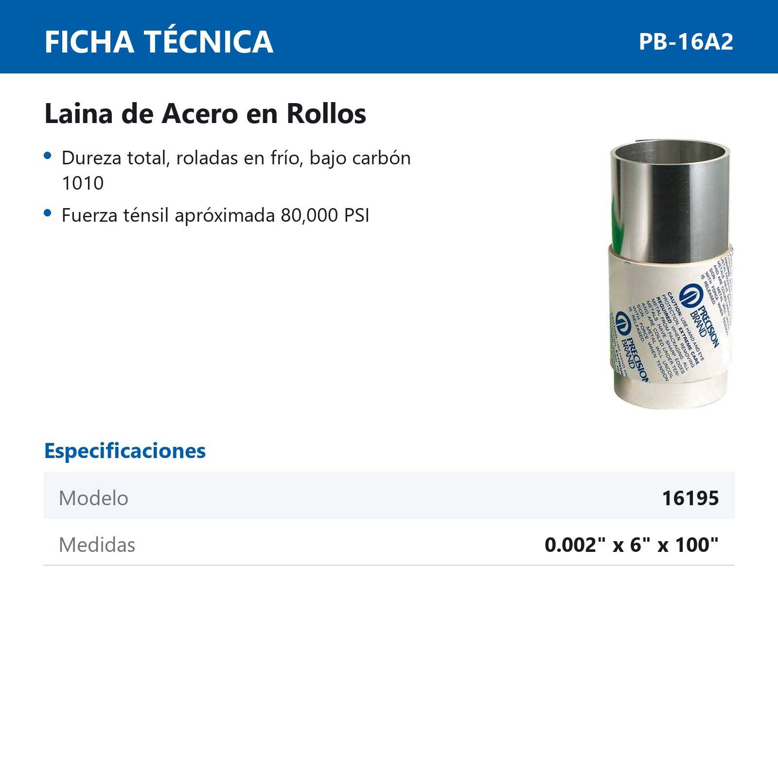 LAINA D/ACERO .002" X 6" X 100" - Imagen 2
