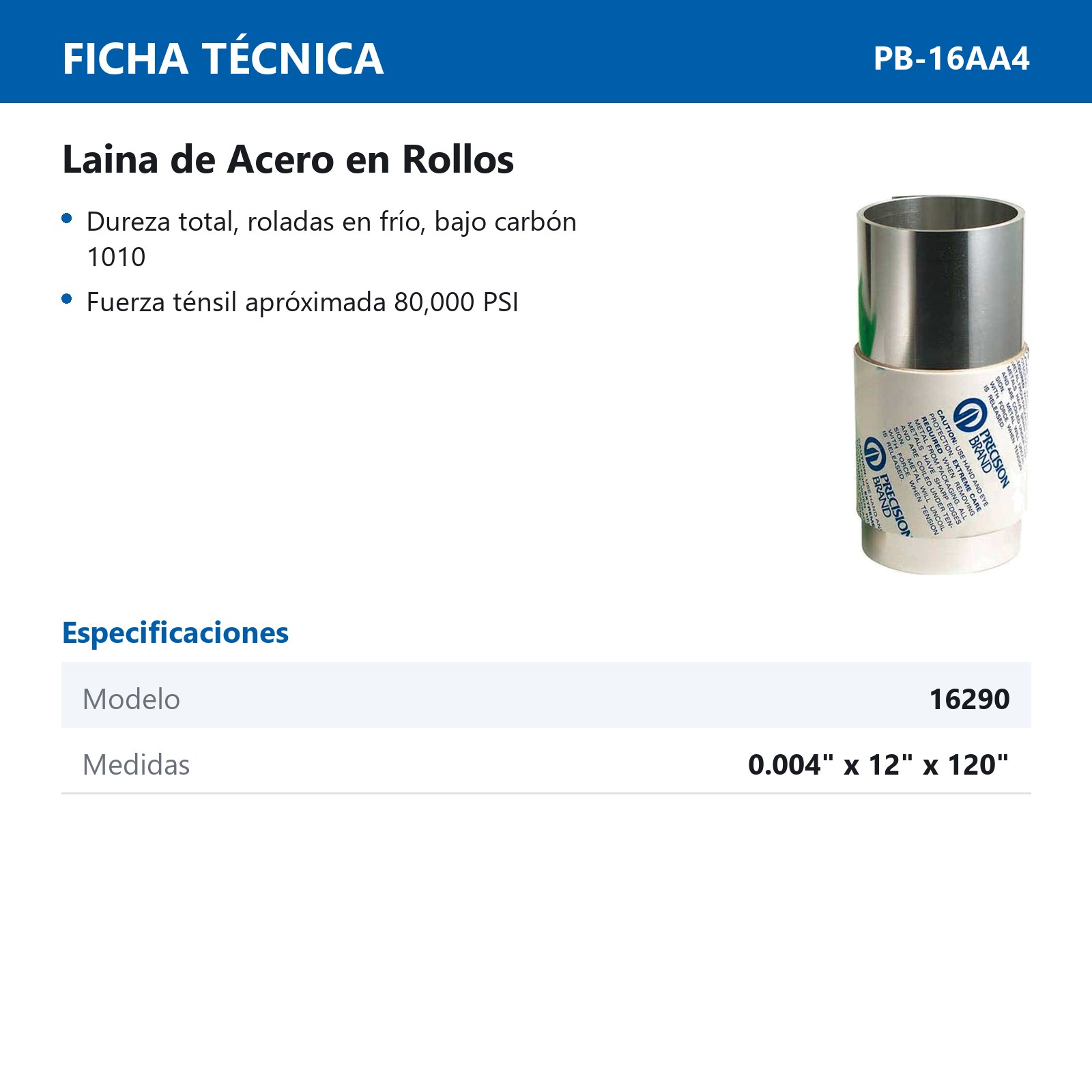 LAINA D/ACERO .004" X 12" X 120" - Imagen 2