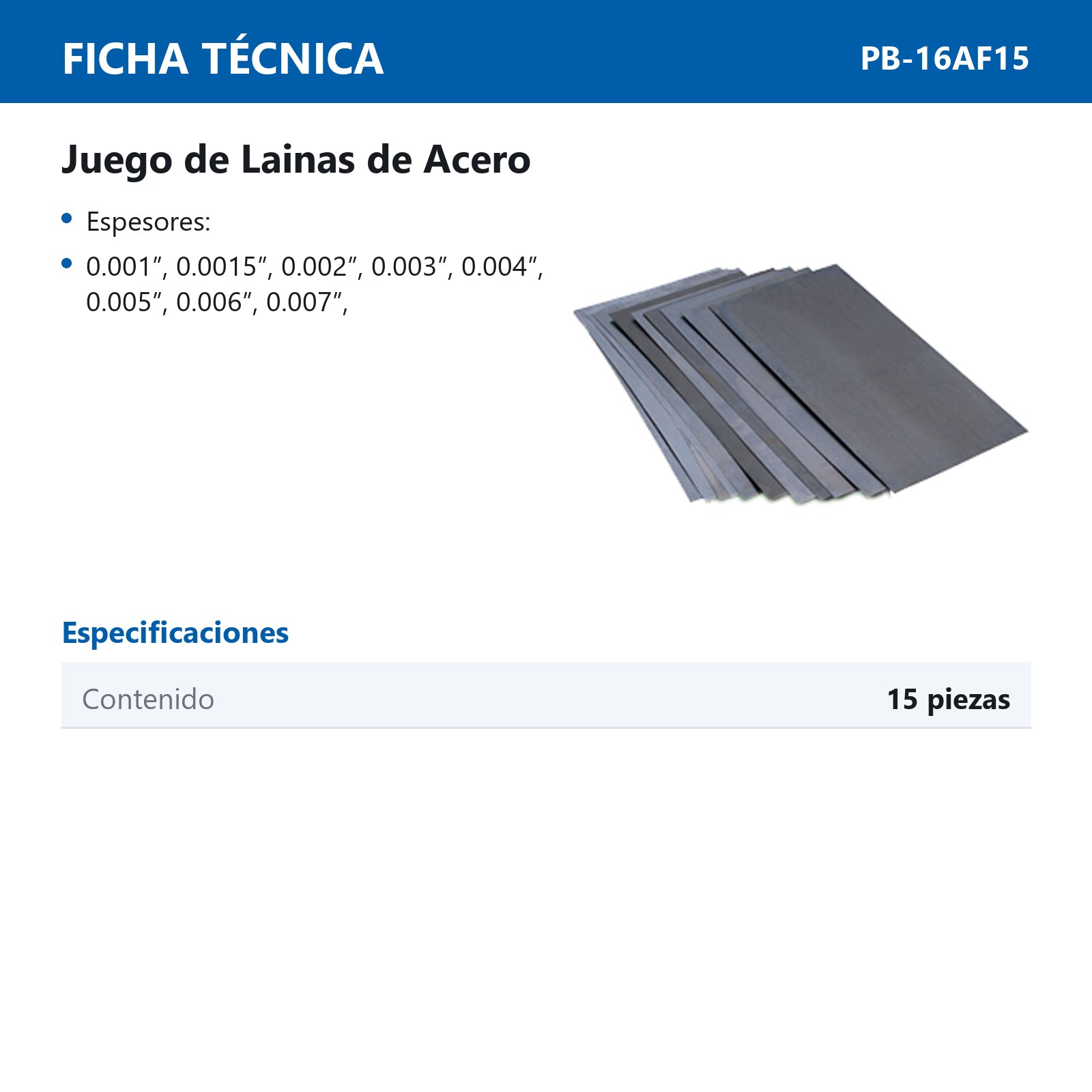 JGO LAINAS D/ACERO 6"X12" 15PZS - Imagen 2
