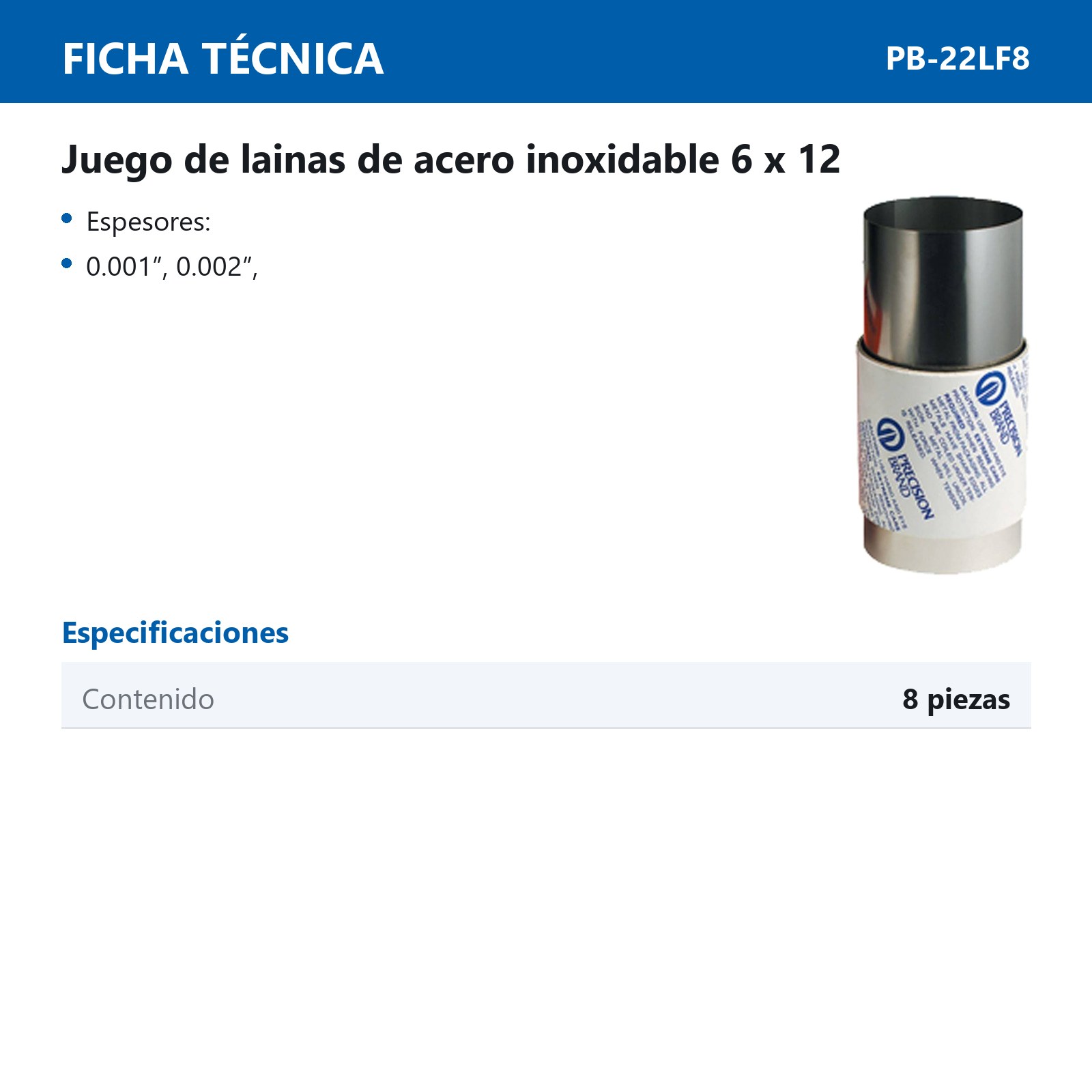 JGO LAINAS D/ACERO INOXIDABLE 6"X12" 8 P - Imagen 2
