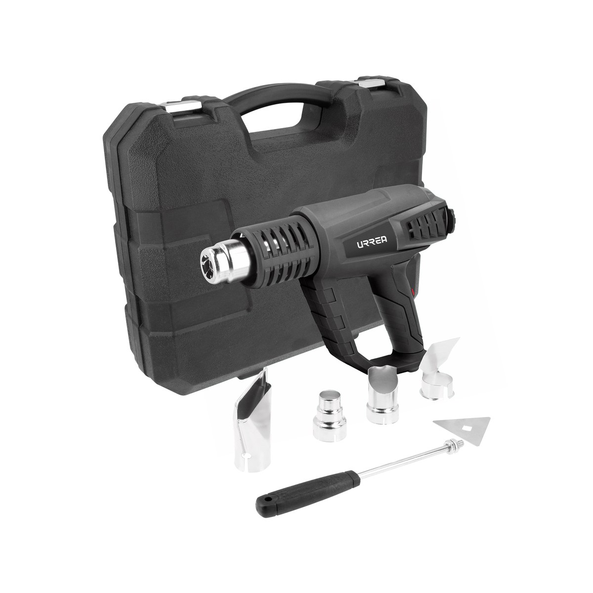 Pistola de calor contra sobrecalentamiento 1800 W, 50°C a 600°C, 120 V, 6 acc, maletin LCD Urrea - Imagen 2