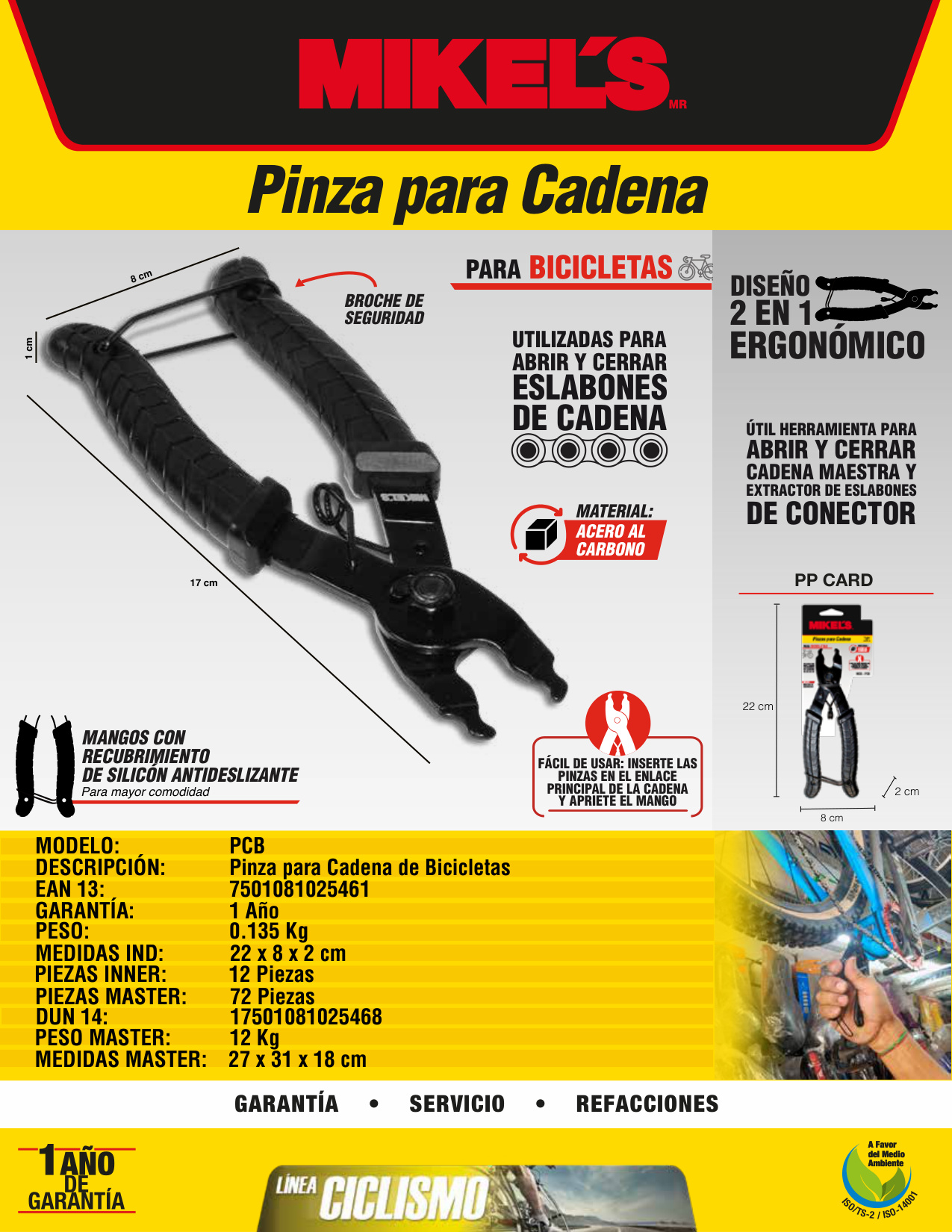 MIKELS PCB Pinza para cadena de bicicleta - Imagen 2