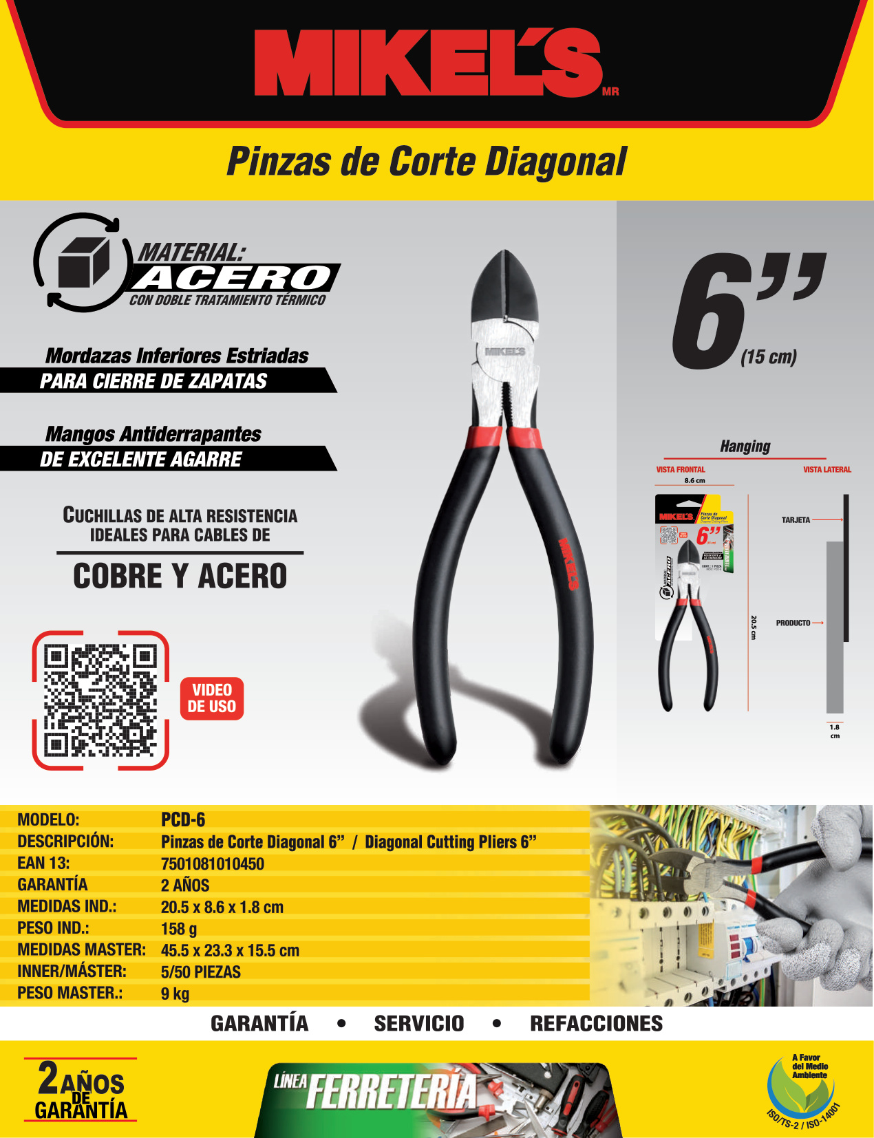 MIKELS PCD-7 Pinzas de corte diagonal 7" - Imagen 4