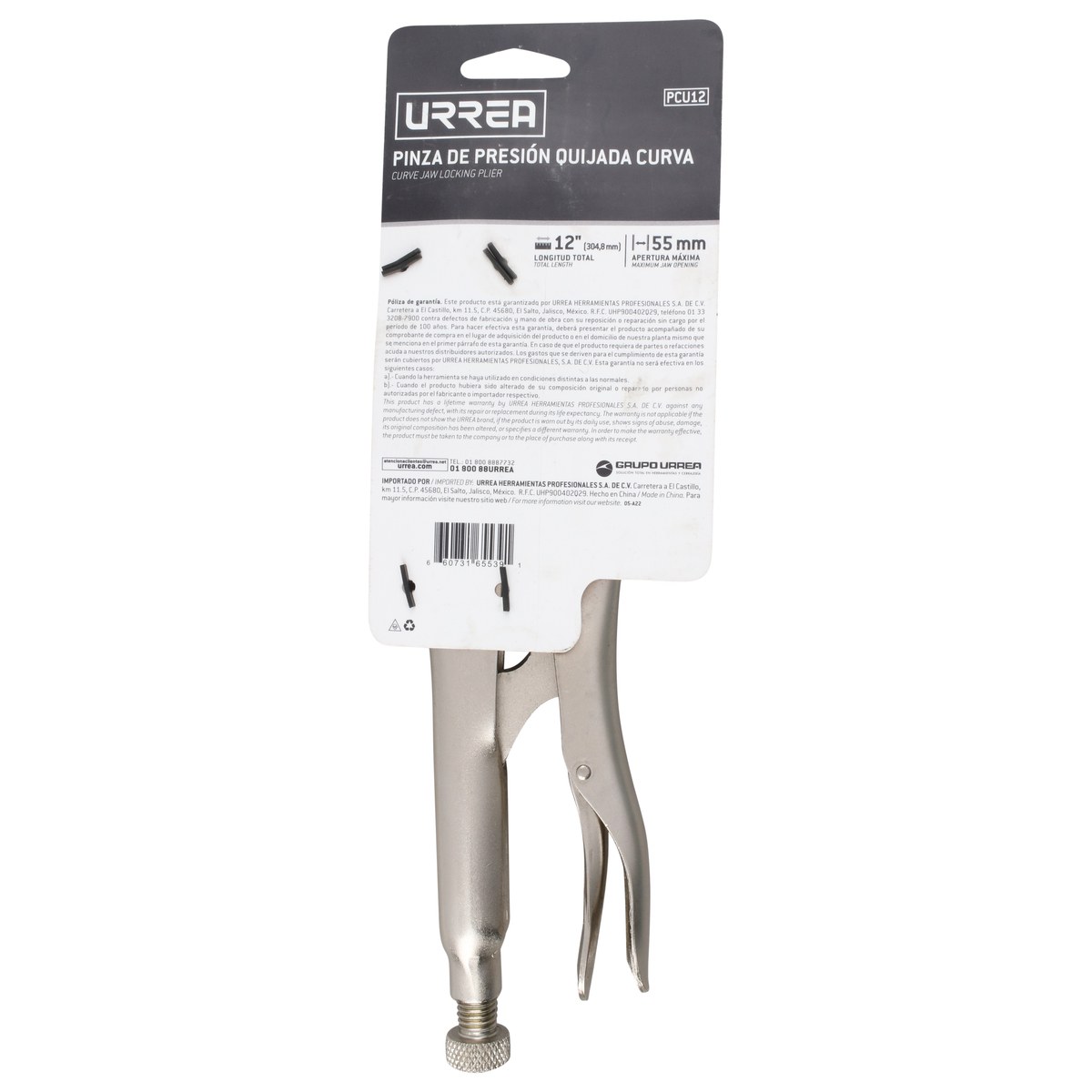 Pinza de presión de 12" quijada curva Urrea - Imagen 3