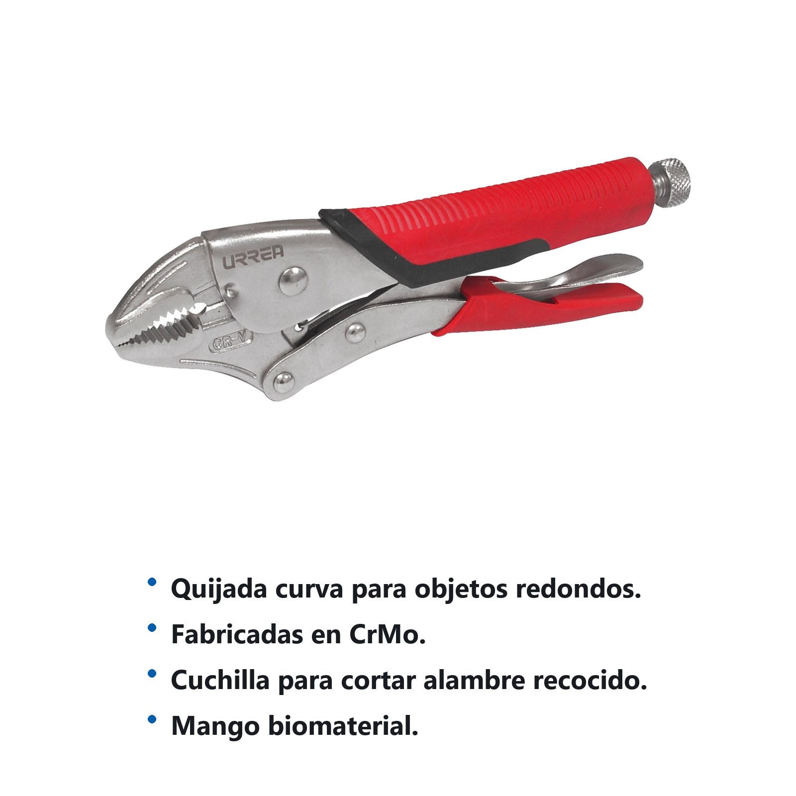 Pinza de presión con mango bimaterial de 7" quijada curva Urrea - Imagen 2
