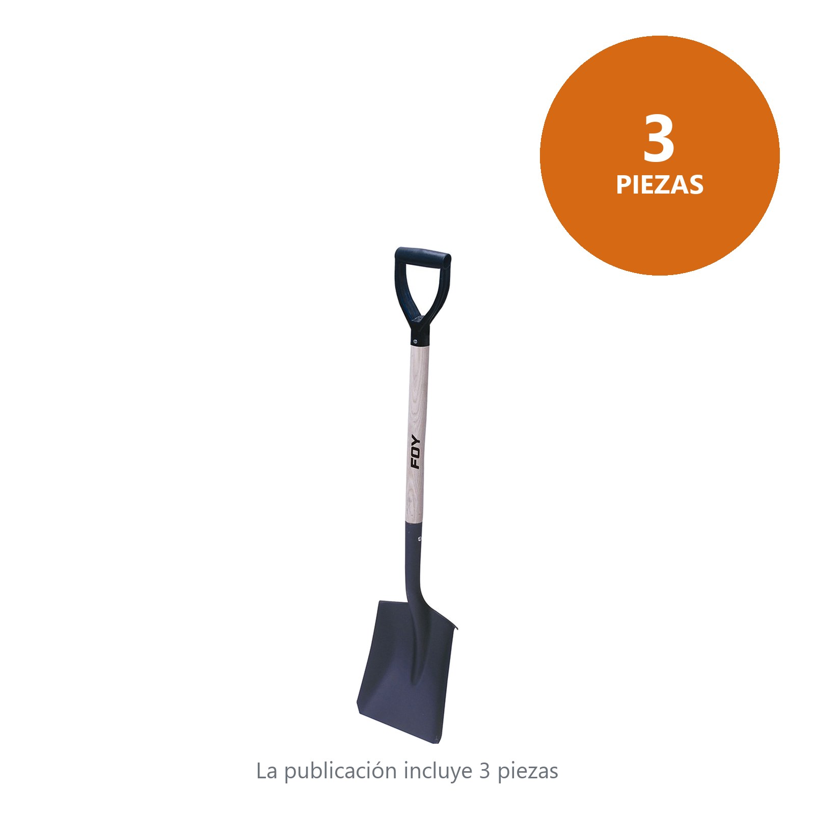 Pala con mango de madera con puño plástico "Y", cuadrada Foy - Imagen 2
