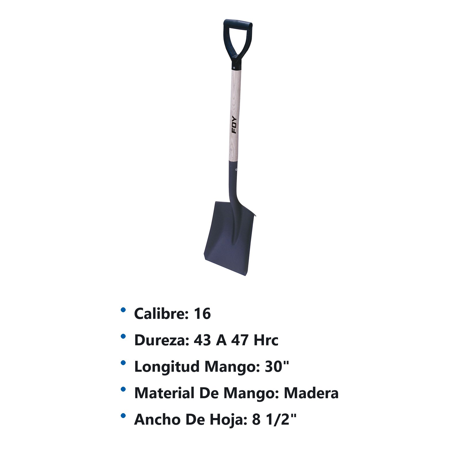 Pala con mango de madera con puño plástico "Y", cuadrada Foy - Imagen 3