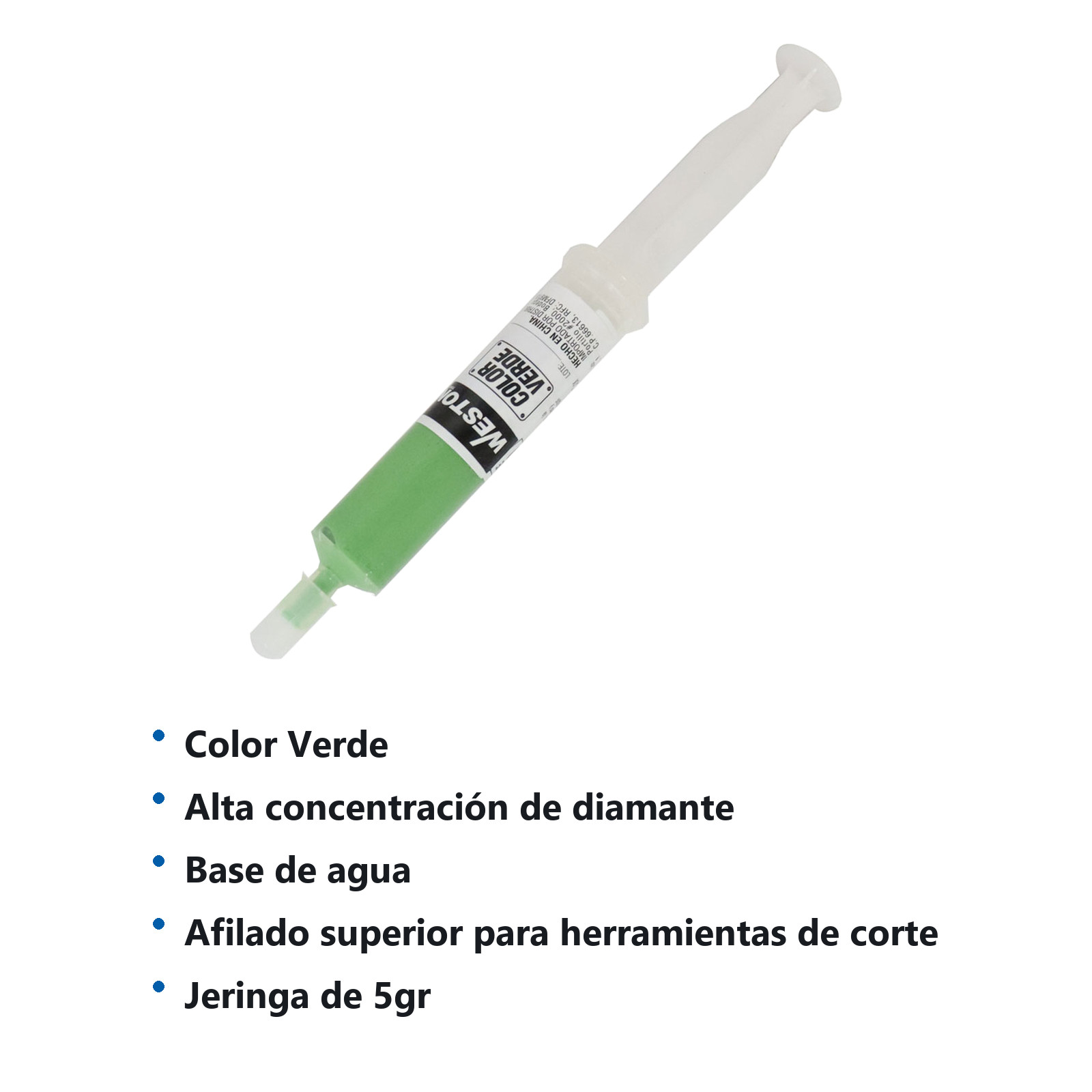 PASTA DE DIAMANTE PARA PULIDO COLOR VERDE GRANO 9 - JERINGA 5G - Imagen 2