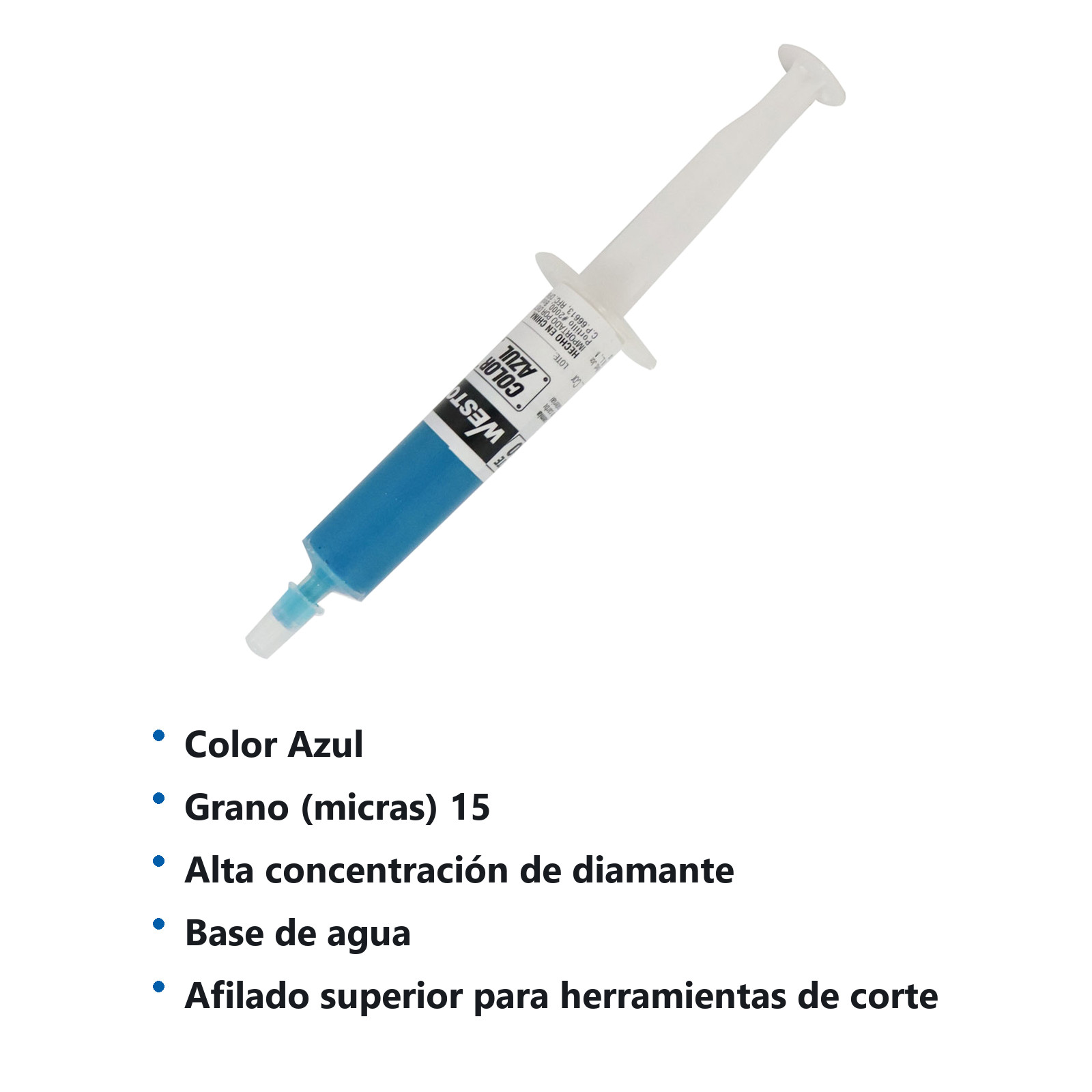 PASTA DE DIAMANTE PARA PULIDO COLOR AZUL GRANO 15 - JERINGA 5G - Imagen 2