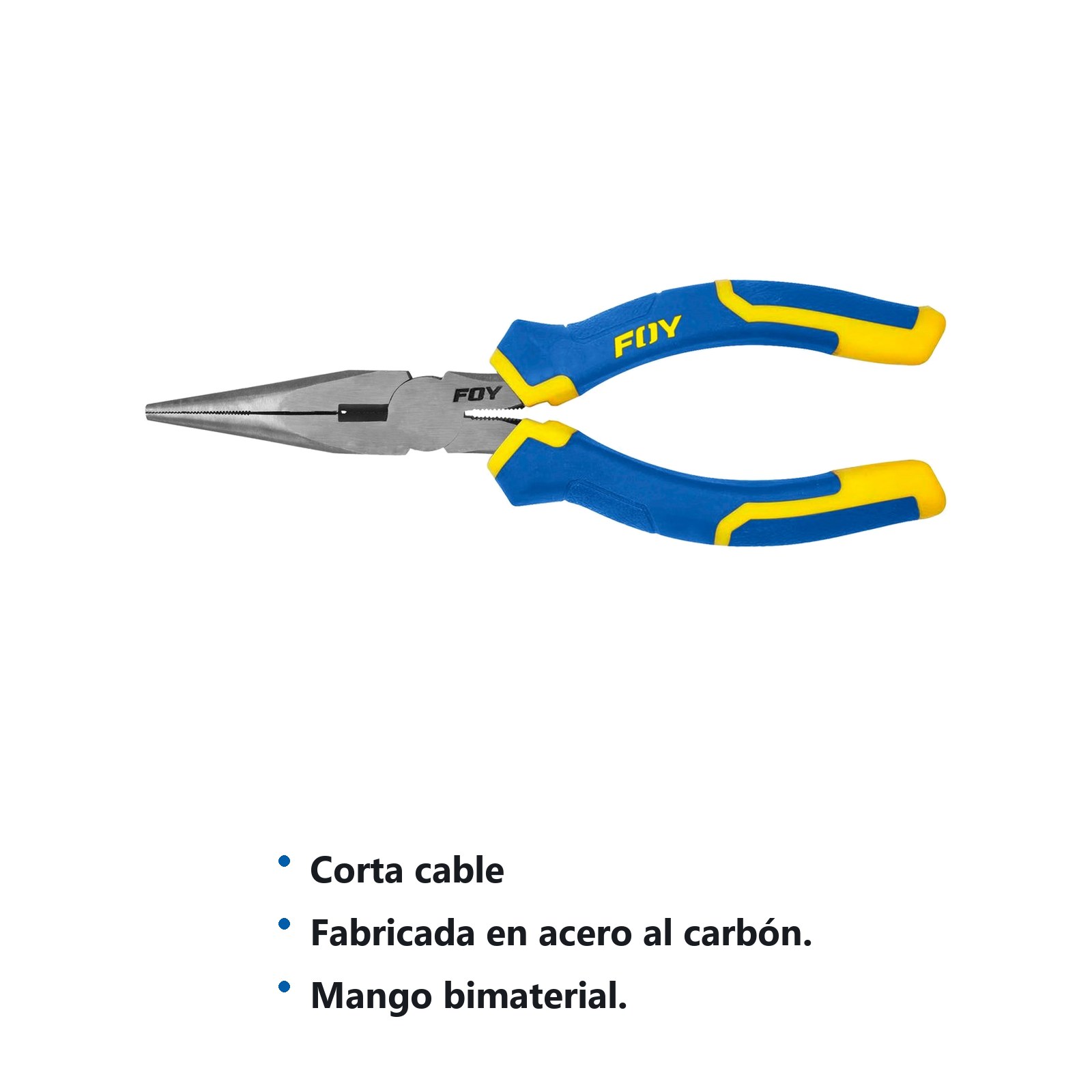 Pinza para electricista con mango bimaterial punta larga de 6" Foy - Imagen 2