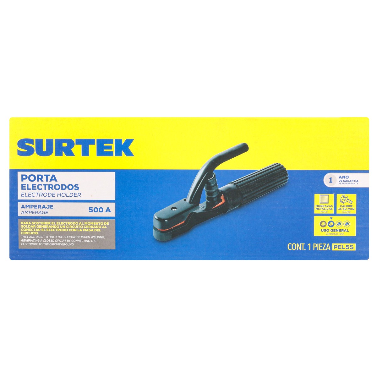 Pinza porta electrodos 500 A Surtek - Imagen 4