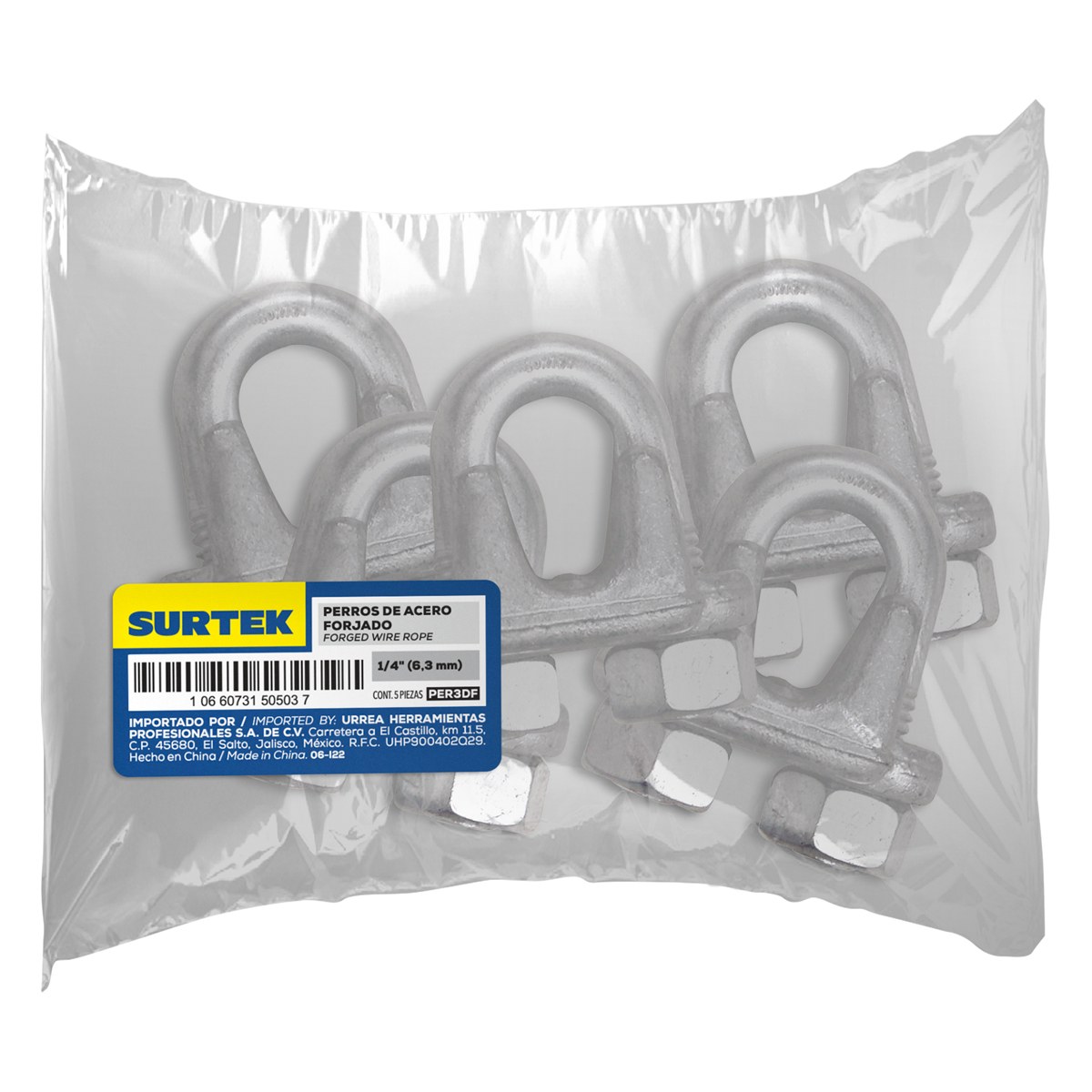 Perro de acero forjado para cable de acero 1/4" Surtek - Imagen 2