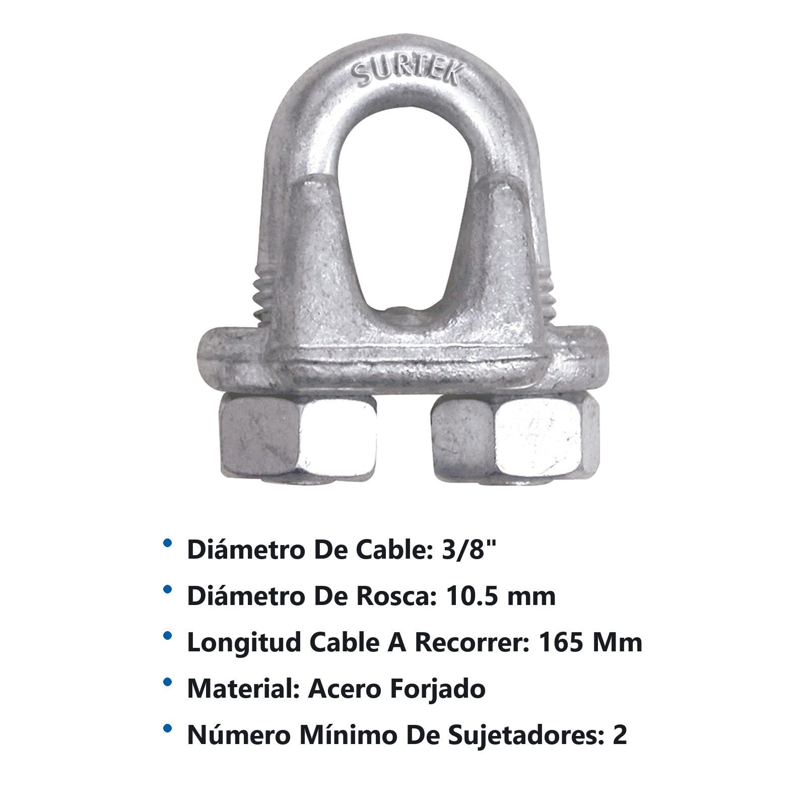 Perro de acero forjado para cable de acero 3/8" Surtek - Imagen 3