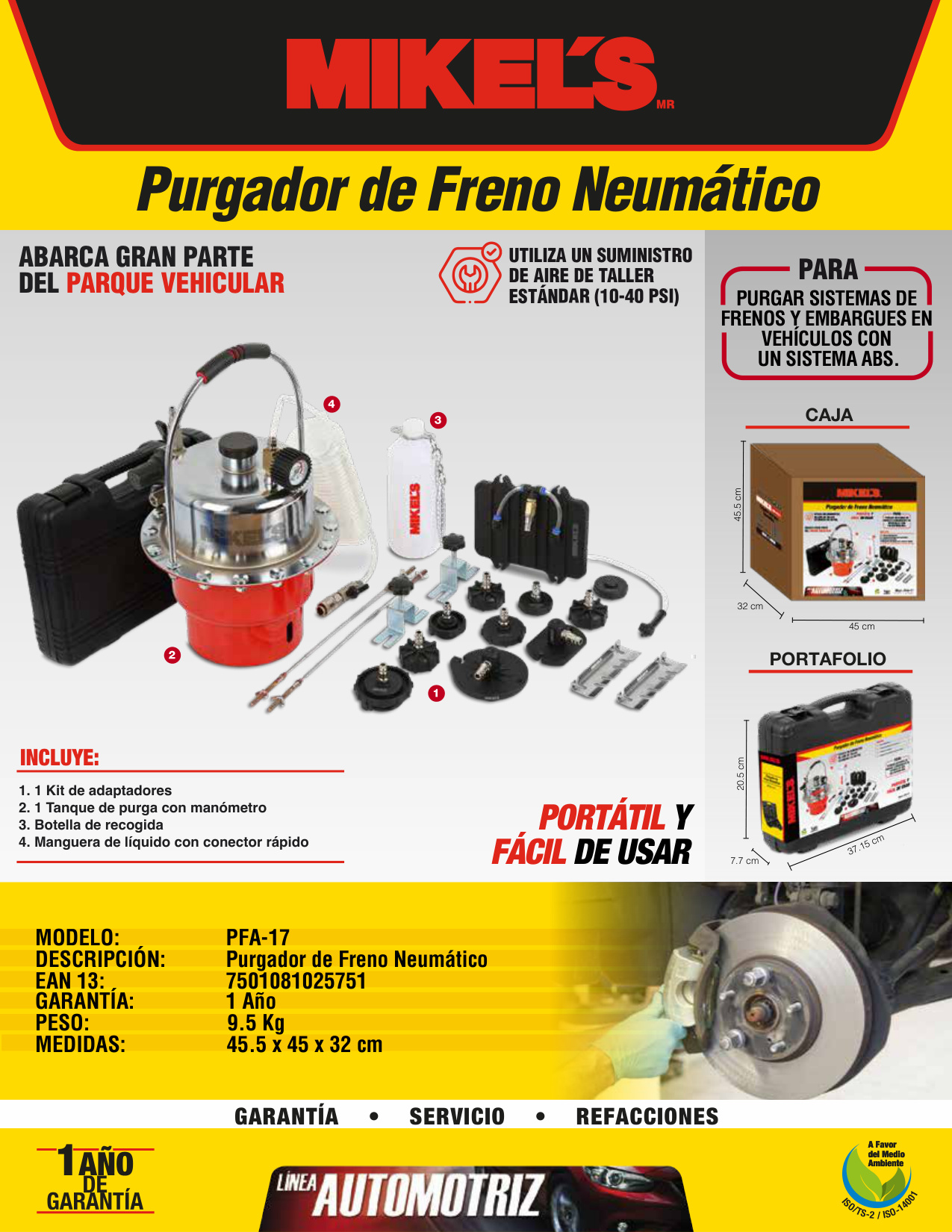 MIKELS PFA-17 Purgador de freno neumático - Imagen 4