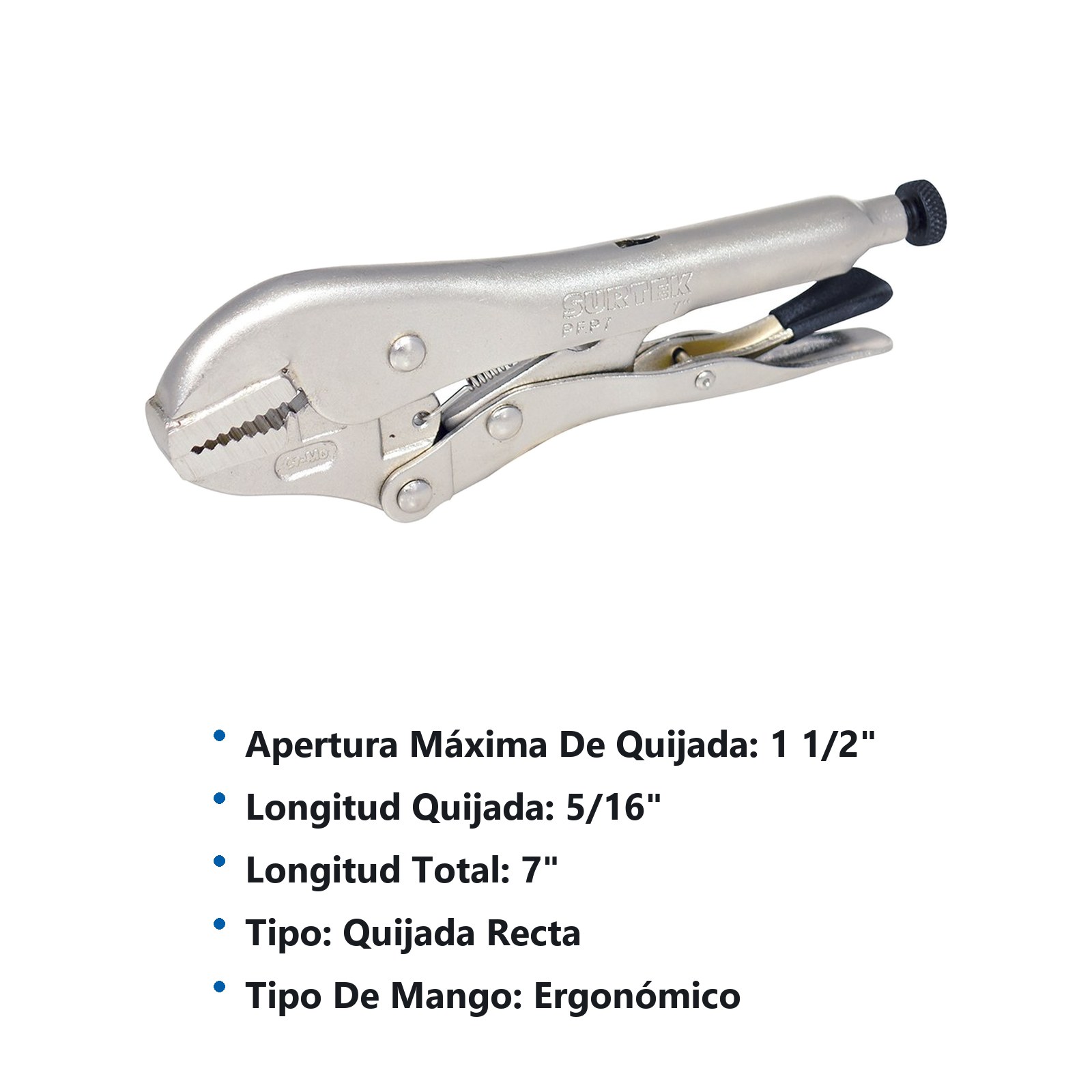 Pinza de presión de 7" quijada recta Surtek - Imagen 2