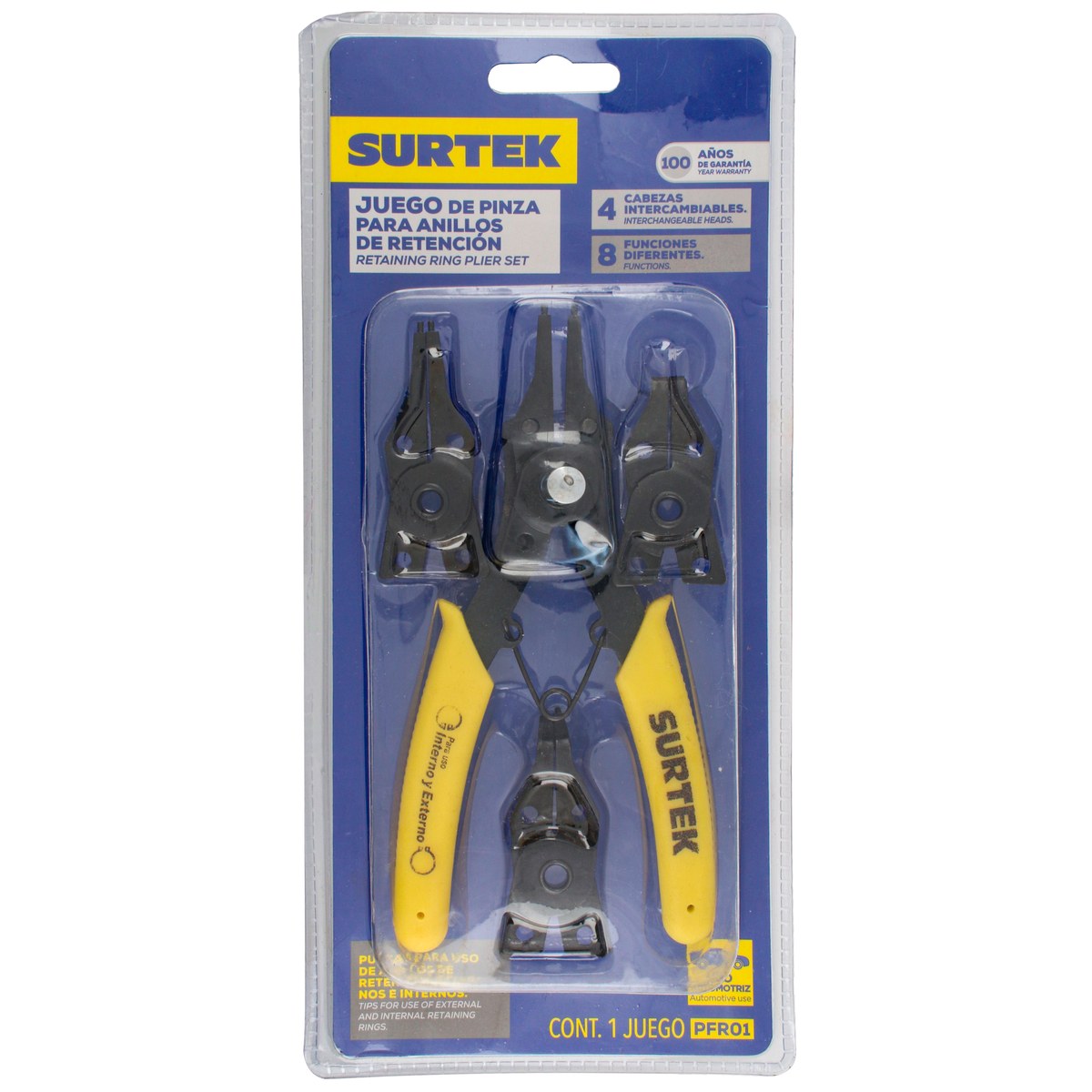 Pinza para anillos de retención con cabeza intercambiable, 5 piezas Surtek - Imagen 3