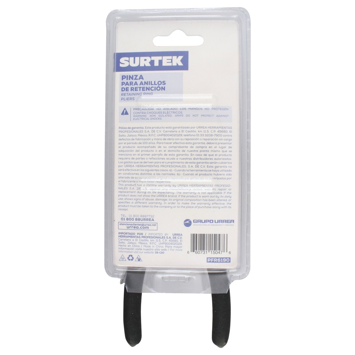 Pinza para anillos de retención fijas externo 1.8 mm ángulo de 90° doble mango de vinil Surtek - Imagen 3