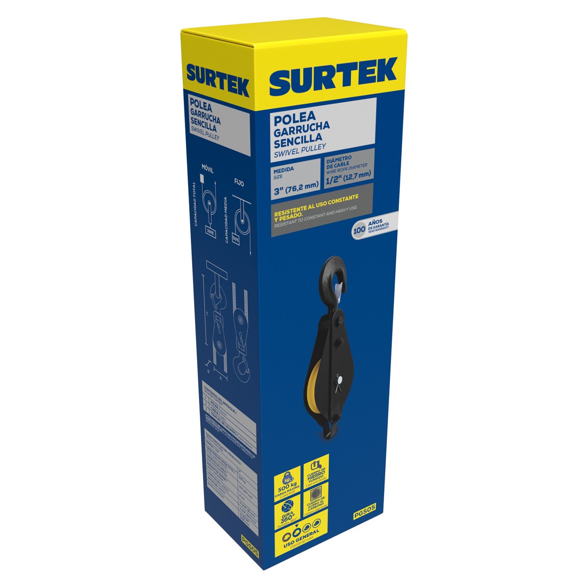 Polea giratoria 3", 1.15 Kg Surtek - Imagen 2