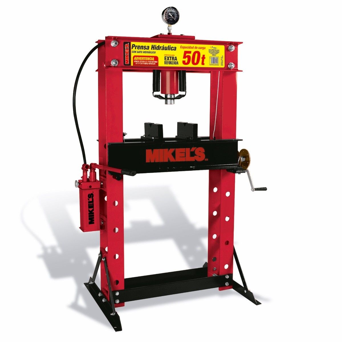 MIKELS PHB-50 Prensa hidráulica con pistón y manómetro (50 ton)