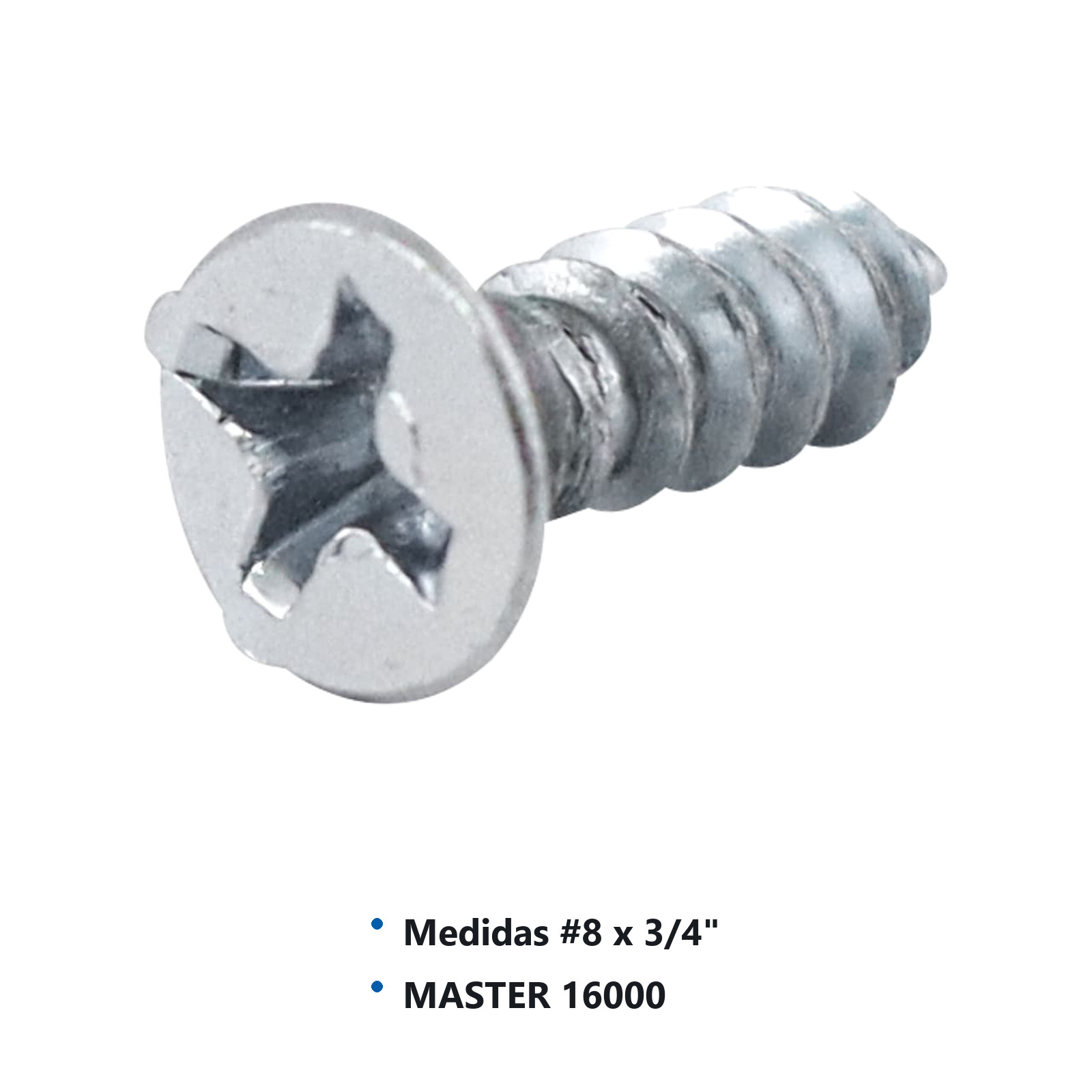 PIJA CABEZA PLANA PHILLIPS GALV. PUNTA AB #8x3/4" (Precio x Caja - caja c/1000 piezas) - Imagen 2