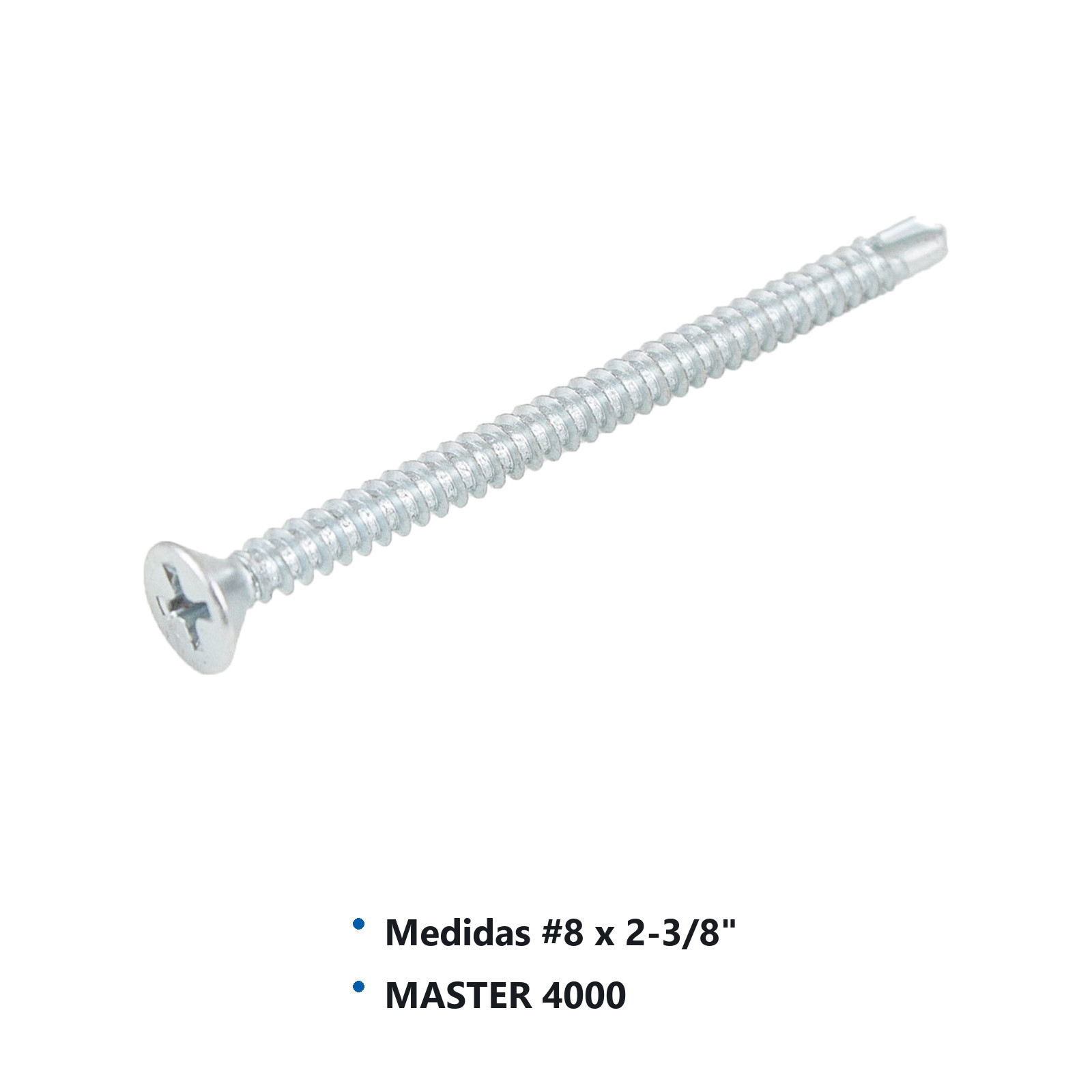 PIJA P/LAMINA CAB. PLANA PUNTA D/BROCA GALV. #8x2-3/8" (Precio x Caja - caja c/500 piezas) - Imagen 2
