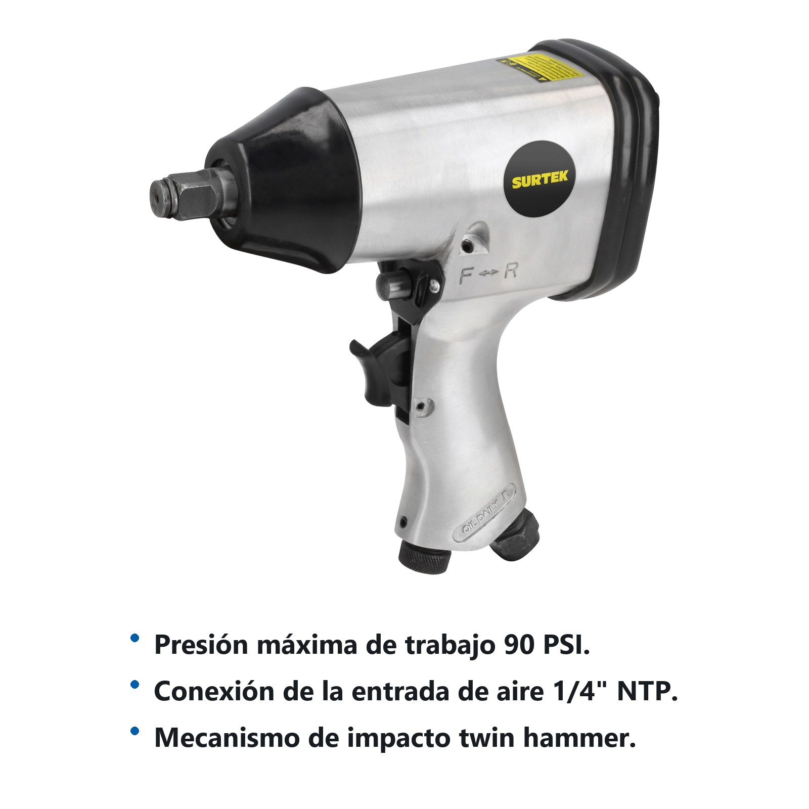 Pistola de impacto neumática cuadro de 1/2" 207 Ft-lb sistema rocking dog Surtek - Imagen 2