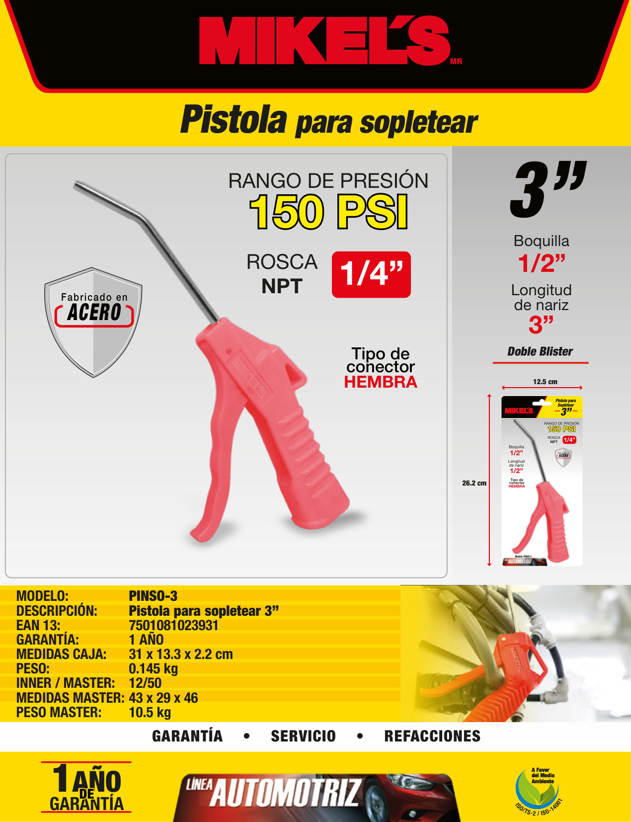 MIKELS PINSO-3 Pistola para sopletear 3" - Imagen 4